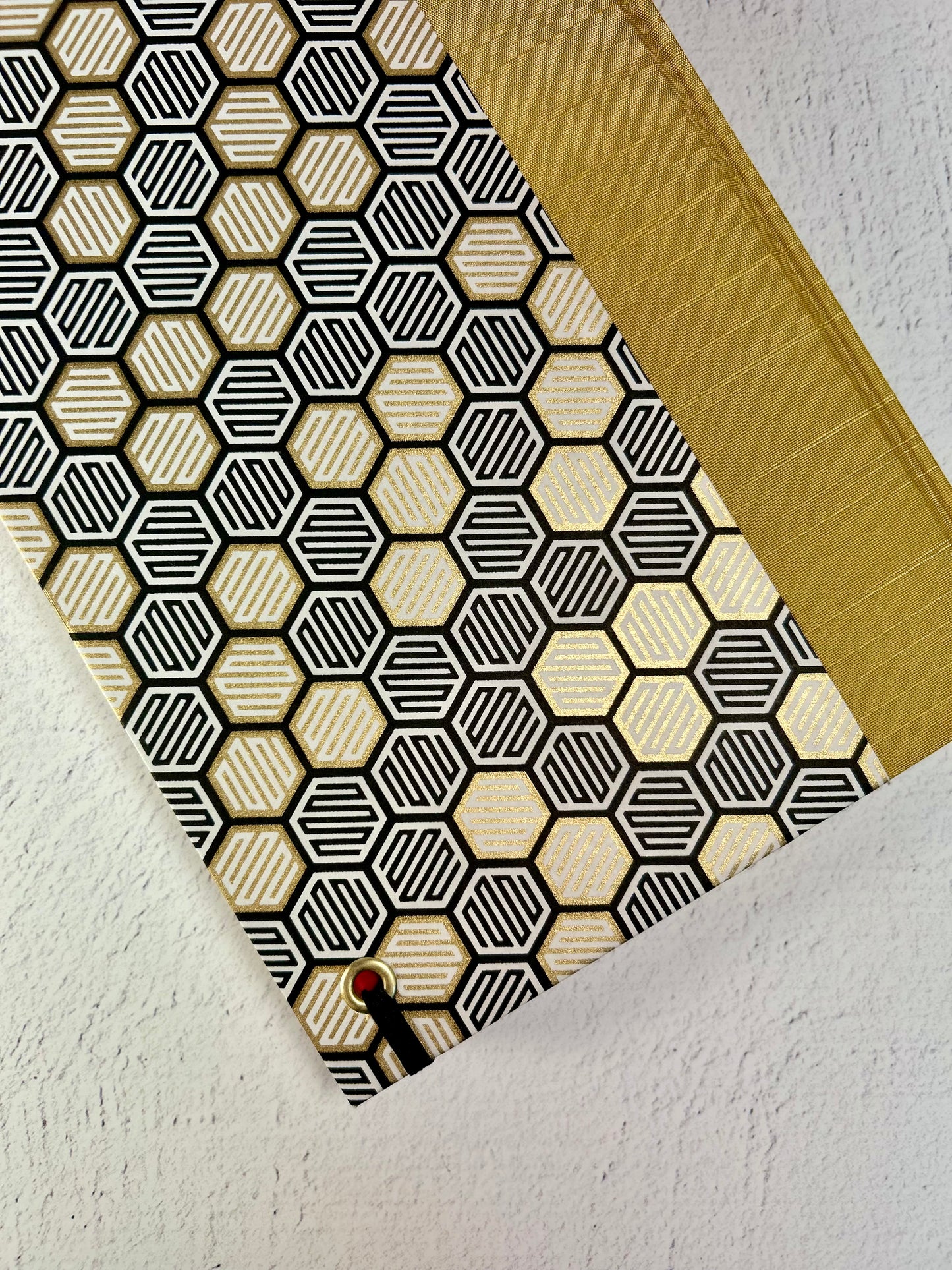 B5 Hardcover Notebook with Yellow and Black Honeycomb Chiyogami Japanese Paper