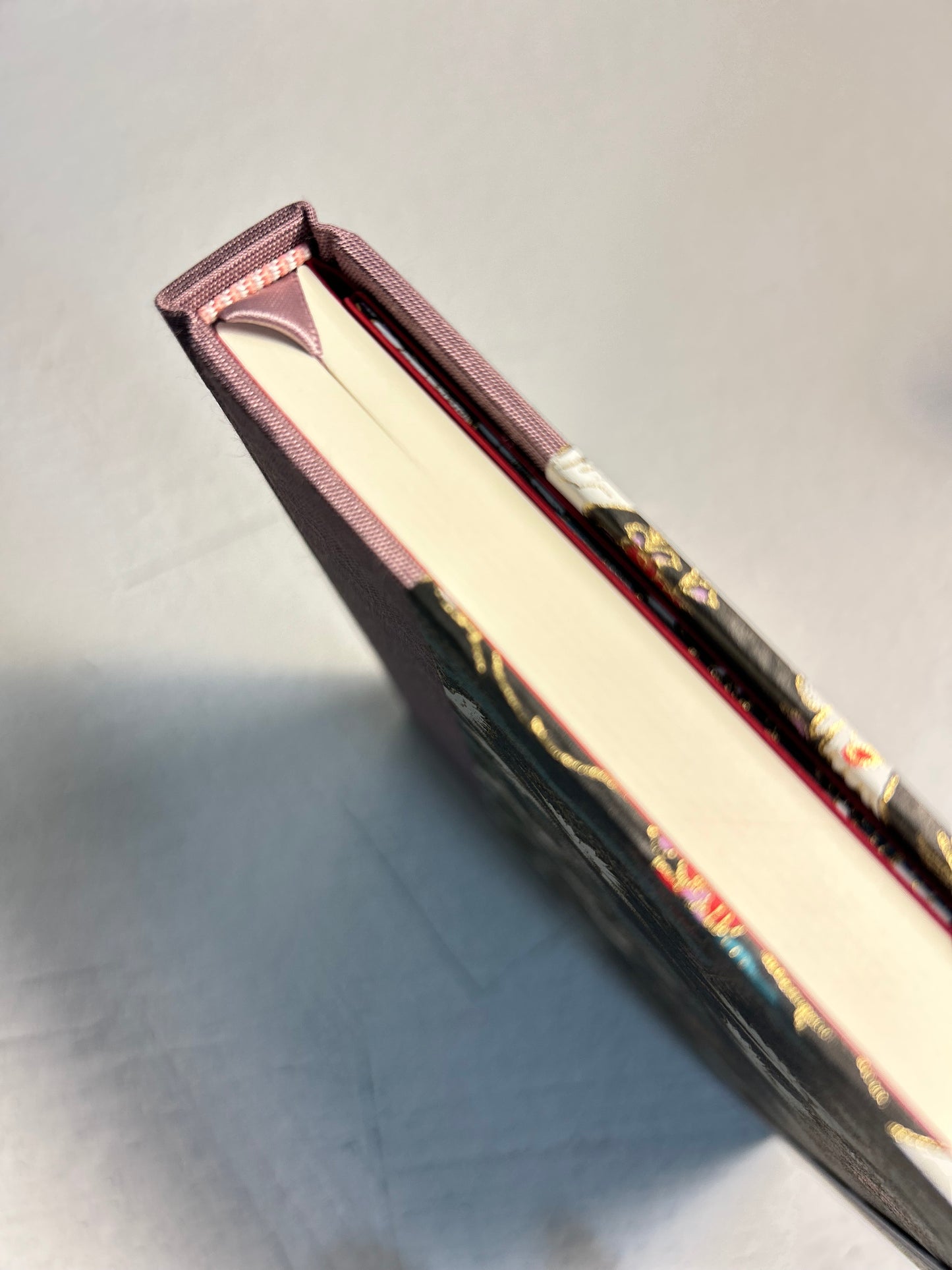 A5 Hardcover Notebook finished in White Cranes on Black Chiyogami Paper