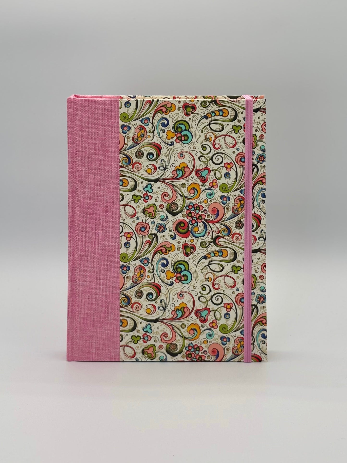 (PRE-ORDER NOVEMBER Delivery) A5 Hardcover Notebook finished in Pink Floral Garden on Italian Florentine Print