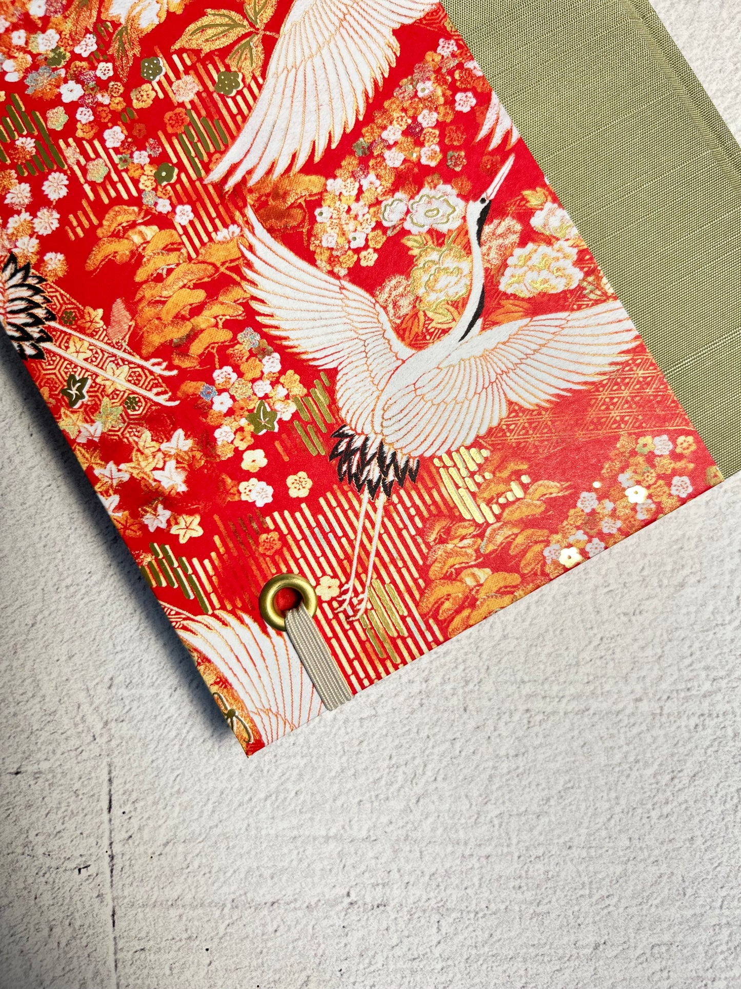 B5 Hardcover Notebook finished in White Cranes on Orange Italian Paper