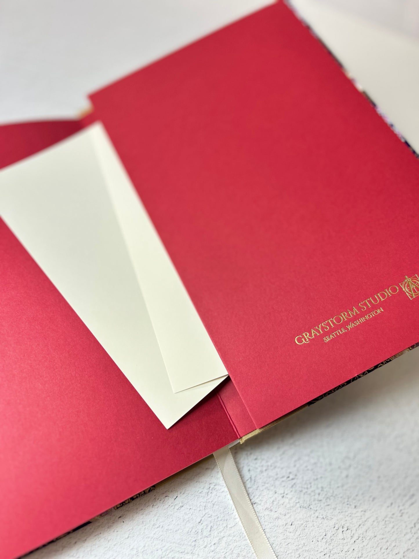 NEW A5 Hardcover Notebook finished in Blood Red Japanese book cloth and Italian Medieval Letterpress Dragons Paper