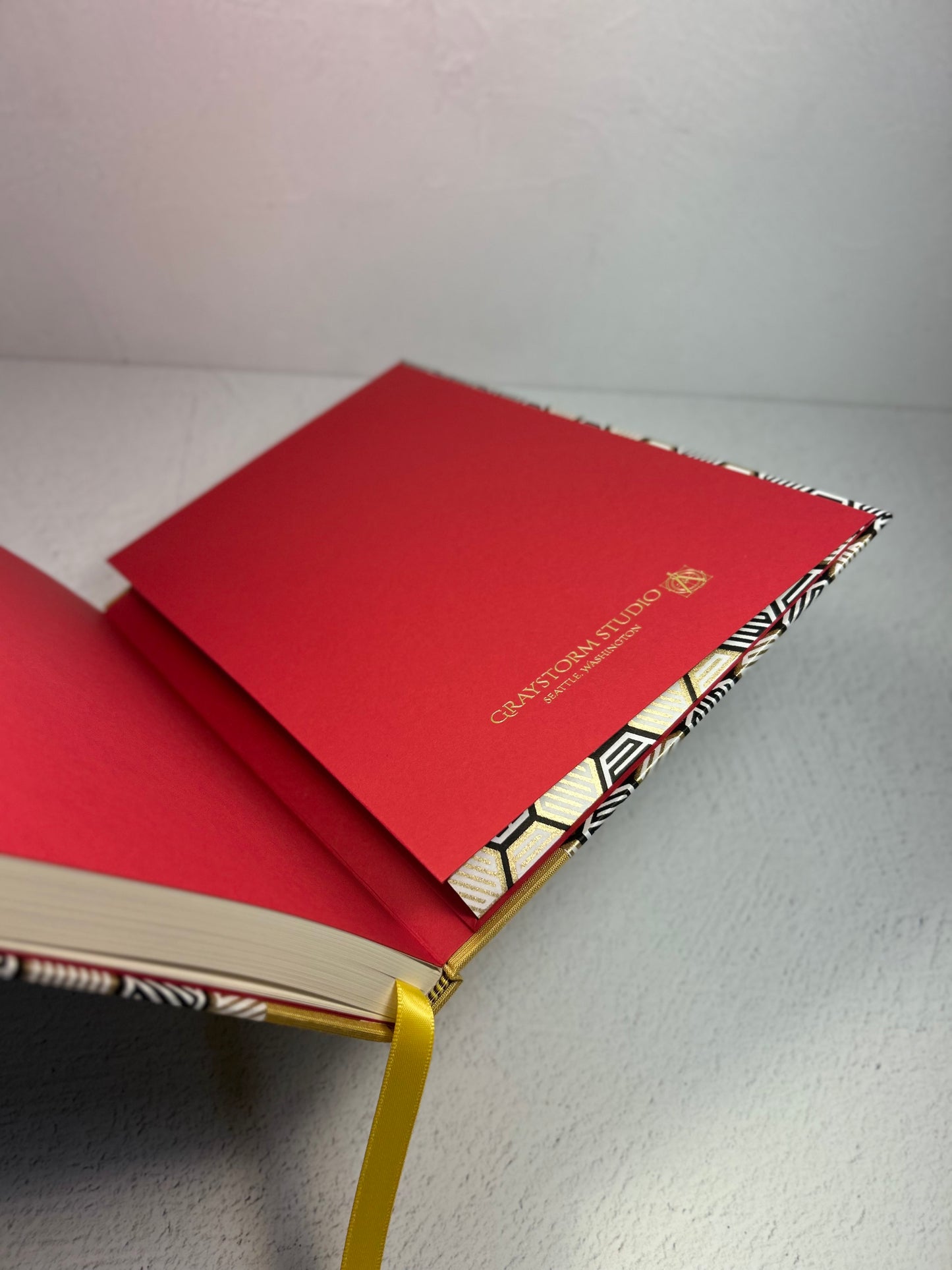 B5 Hardcover Notebook with Yellow and Black Honeycomb Chiyogami Japanese Paper