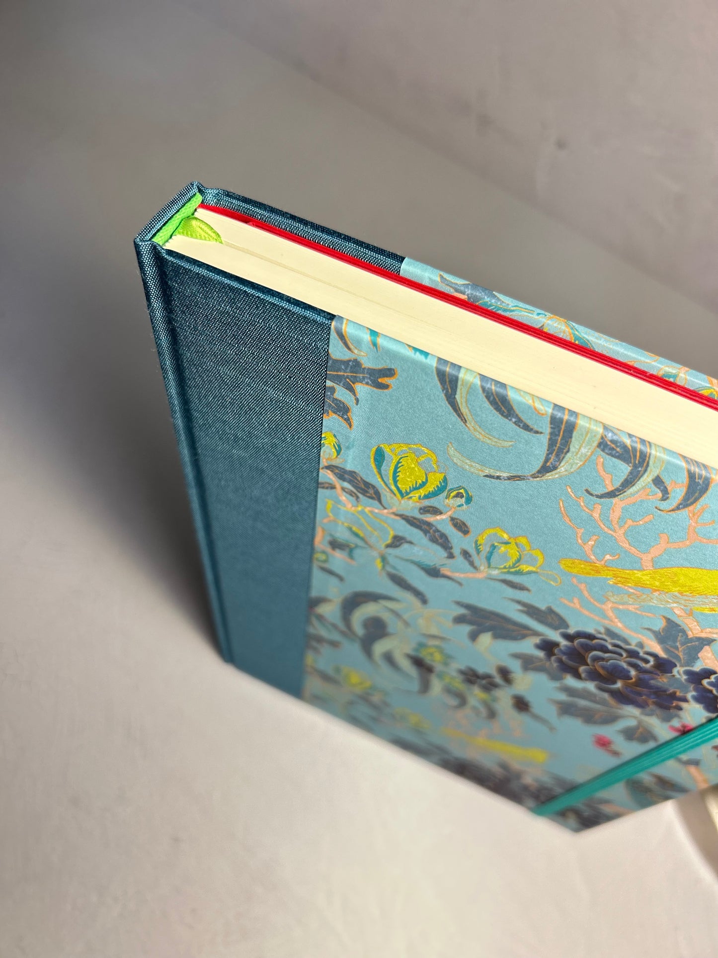 B5 Hardcover Notebook finished in Marine Blue Japanese book cloth and Matthew Williamson Magnolia print