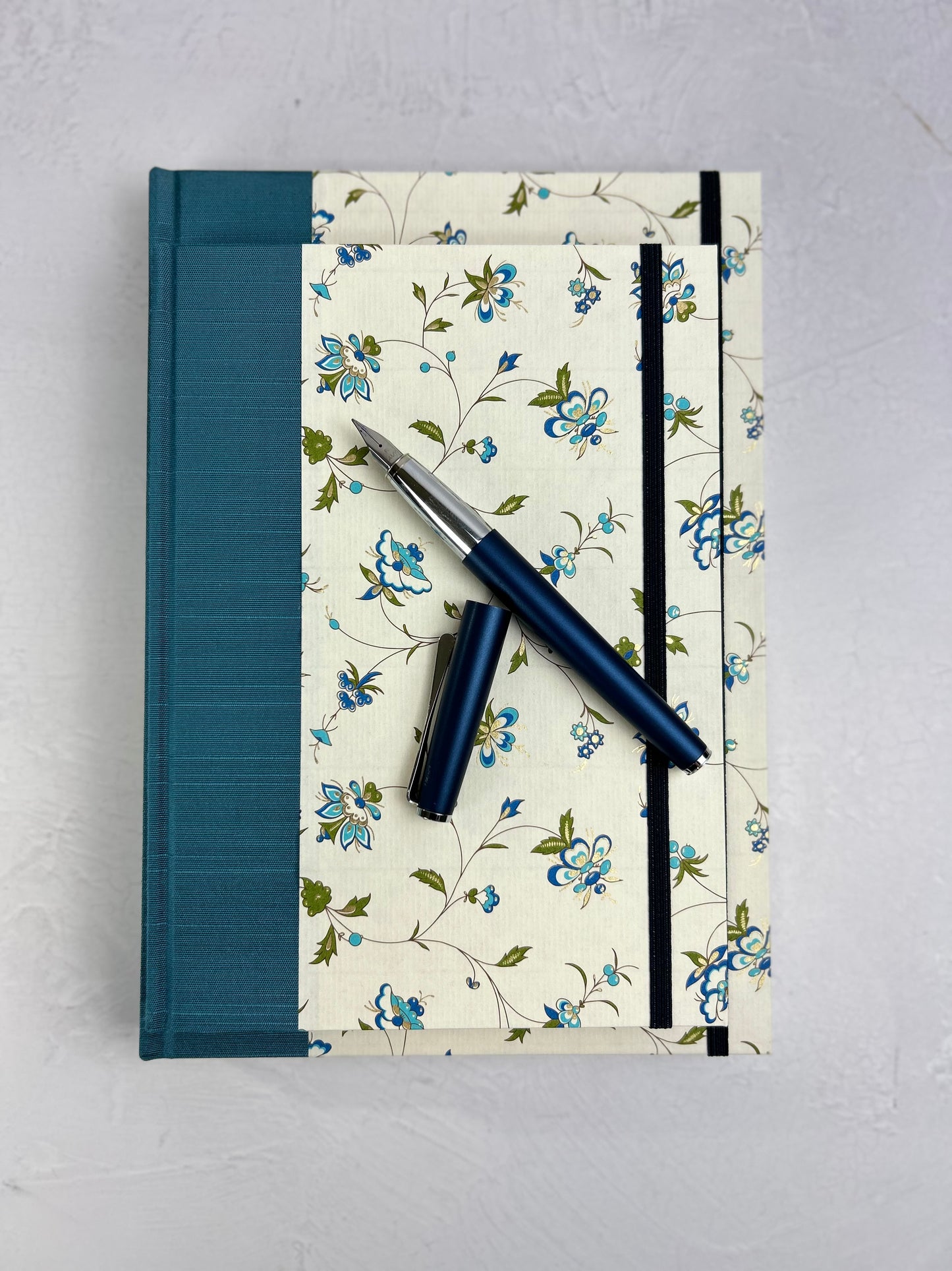 B5 Hardcover Notebook finished in Delicate Blue Italian Florentine Print