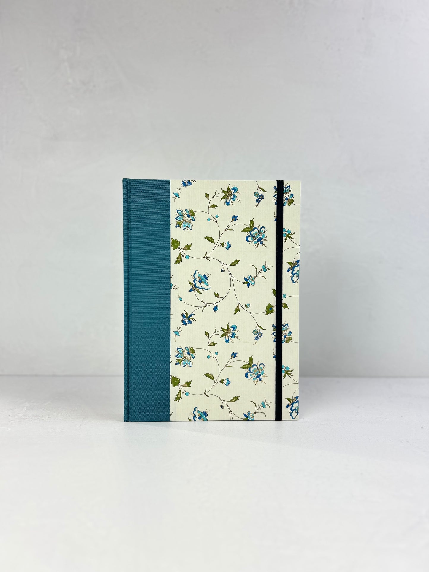 A5 Hardcover Notebook finished in Delicate Blue Floral Italian Florentine Print