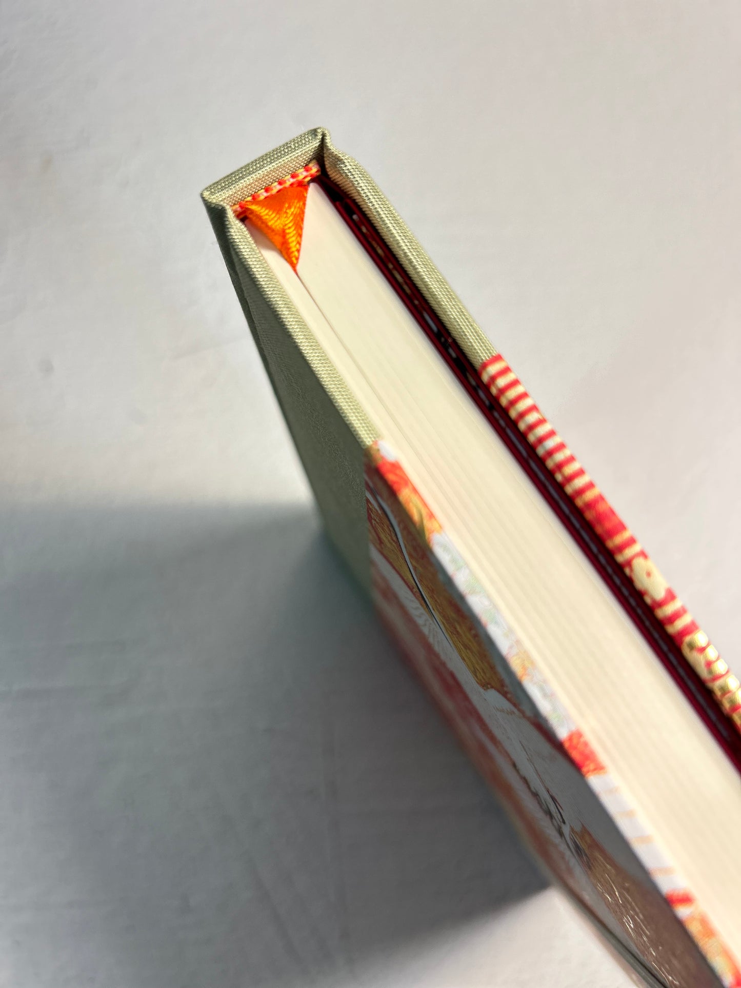 B5 Hardcover Notebook finished in White Cranes on Orange Italian Paper