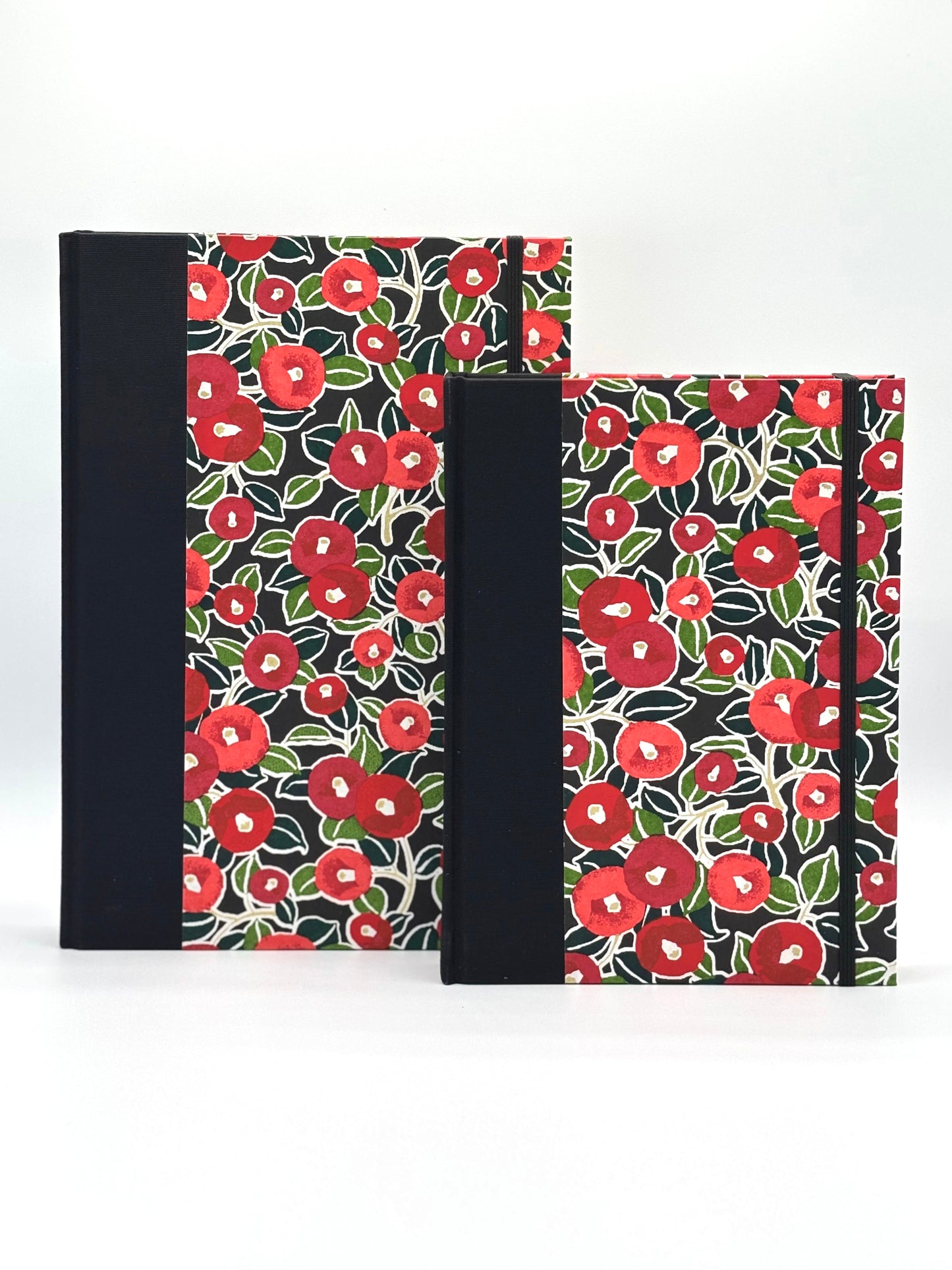 B5 Hardcover Cover Notebook finished in Red Poppies on Black Chiyogami Paper