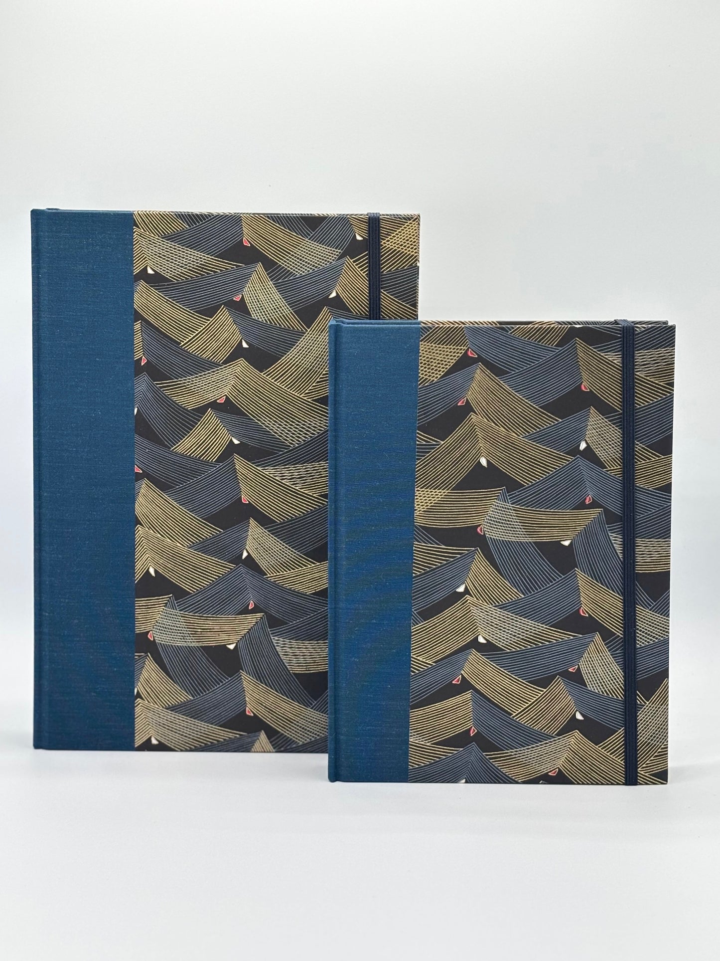 (PRE-ORDER NOVEMBER Delivery) B5 Hardcover Notebook finished in Golden Peaks on Black Chiyogami Paper