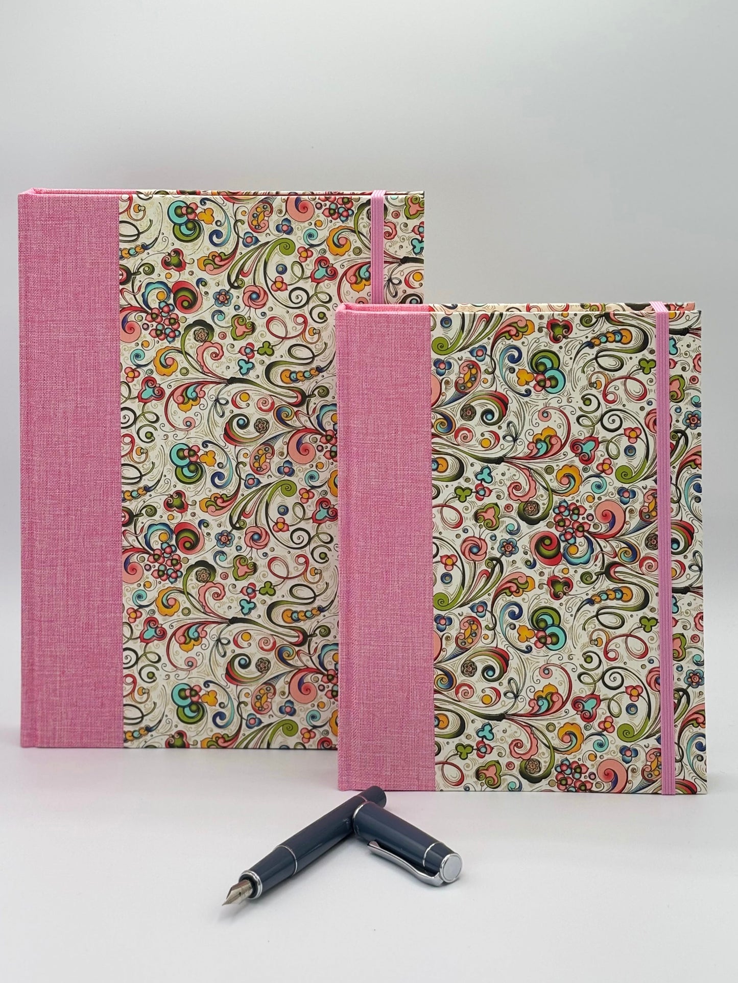 (PRE-ORDER NOVEMBER Delivery) A5 Hardcover Notebook finished in Pink Floral Garden on Italian Florentine Print