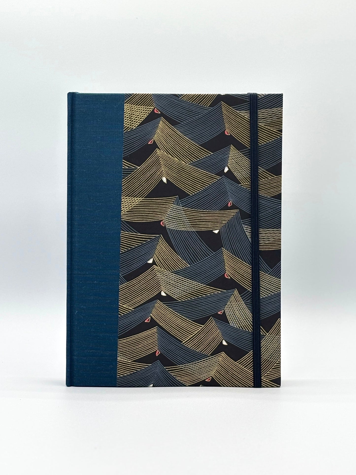 (PRE-ORDER NOVEMBER Delivery) B5 Hardcover Notebook finished in Golden Peaks on Black Chiyogami Paper