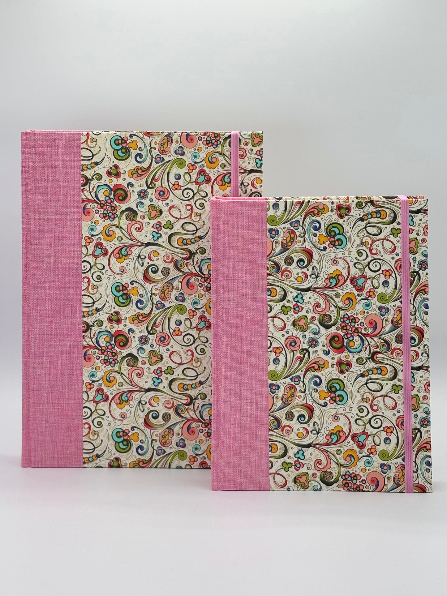 (PRE-ORDER NOVEMBER Delivery) A5 Hardcover Notebook finished in Pink Floral Garden on Italian Florentine Print