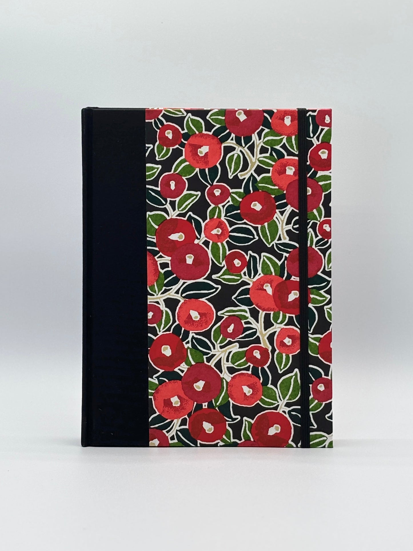 B5 Hardcover Cover Notebook finished in Red Poppies on Black Chiyogami Paper