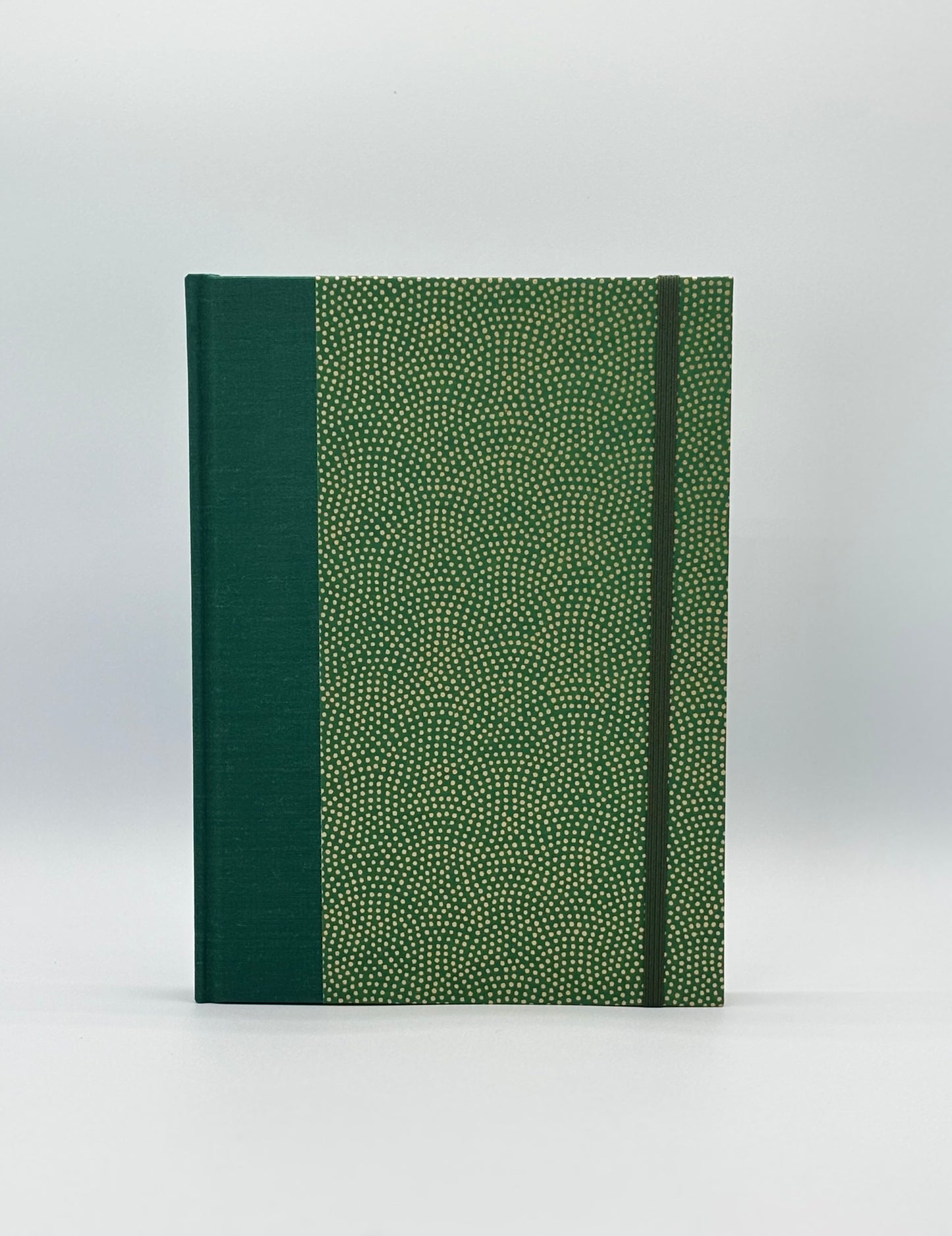 Hardcover Notebook with Golden Polka Dots on Green Chiyogami Japanese Paper