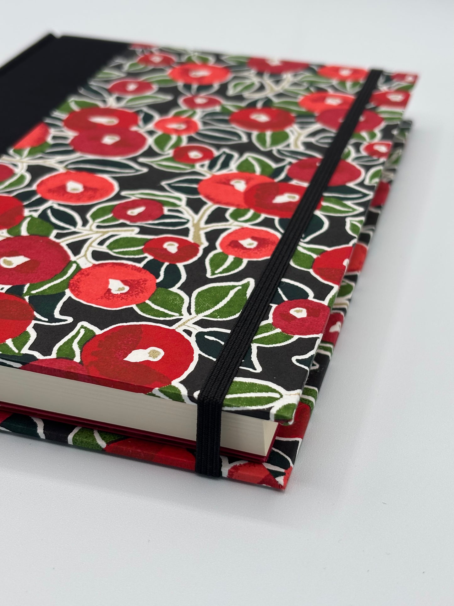 B5 Hardcover Cover Notebook finished in Red Poppies on Black Chiyogami Paper