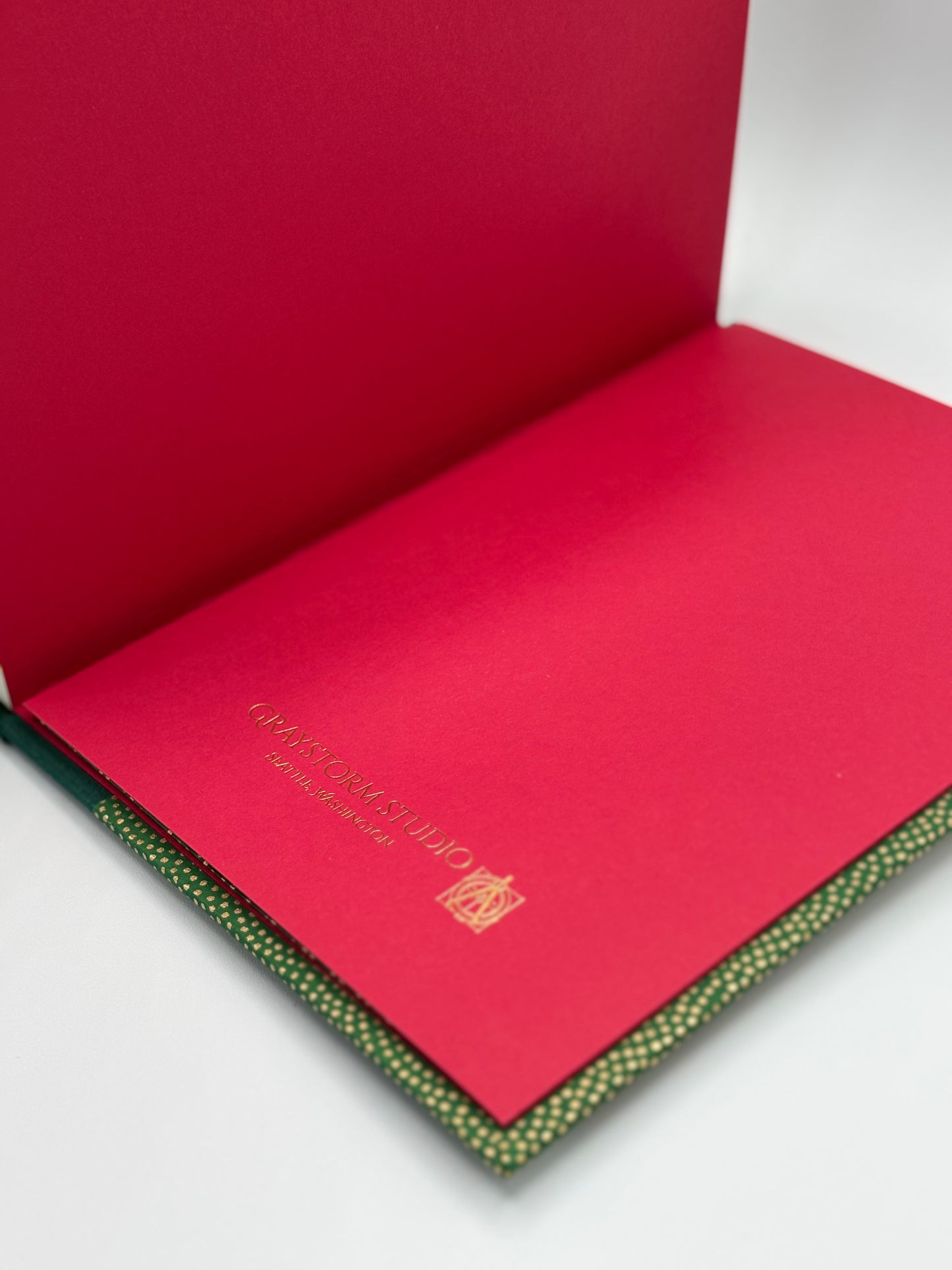 Hardcover Notebook with Golden Polka Dots on Green Chiyogami Japanese Paper