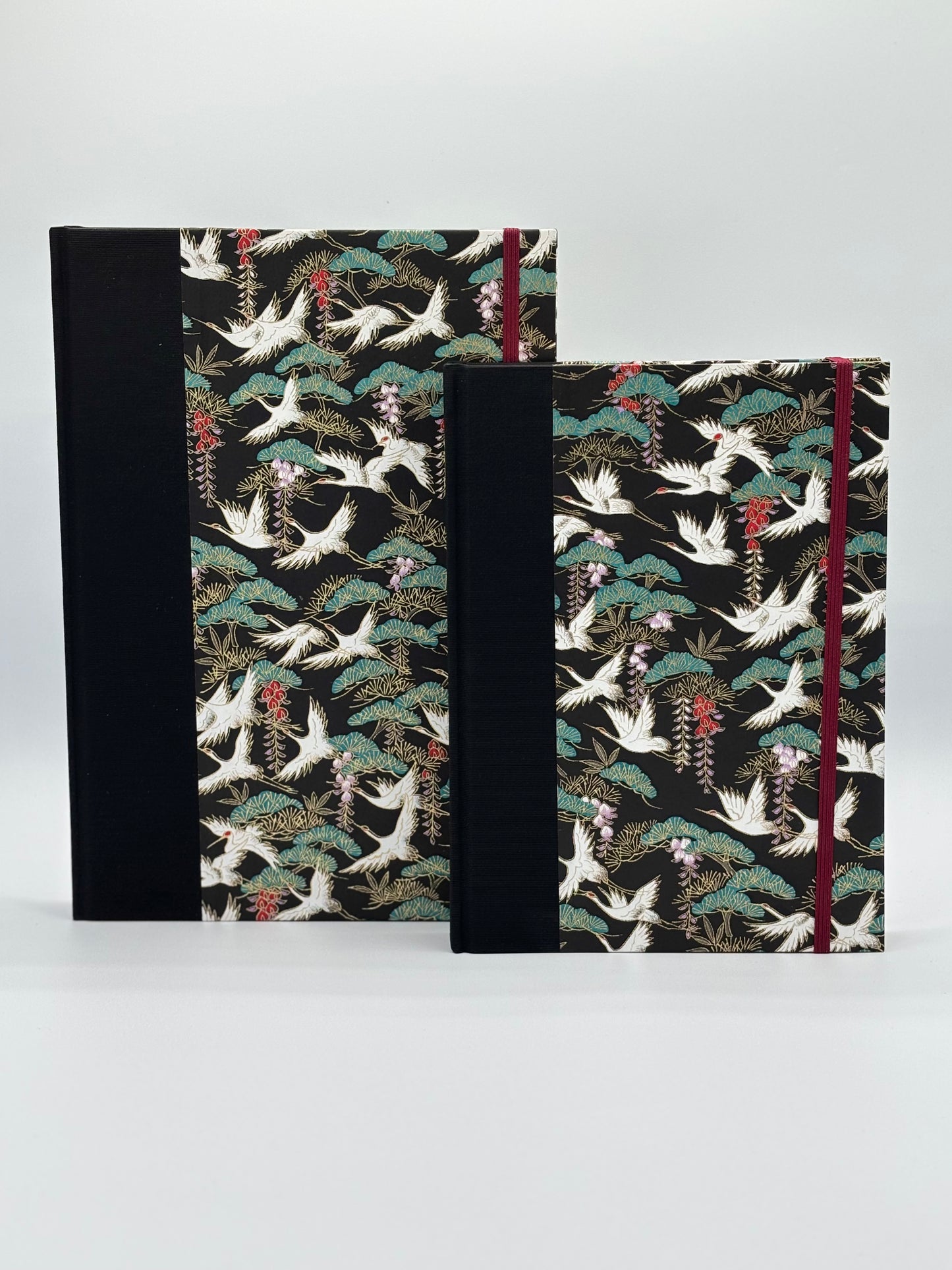 Hardcover Notebook with White Cranes Chiyogami Japanese Paper