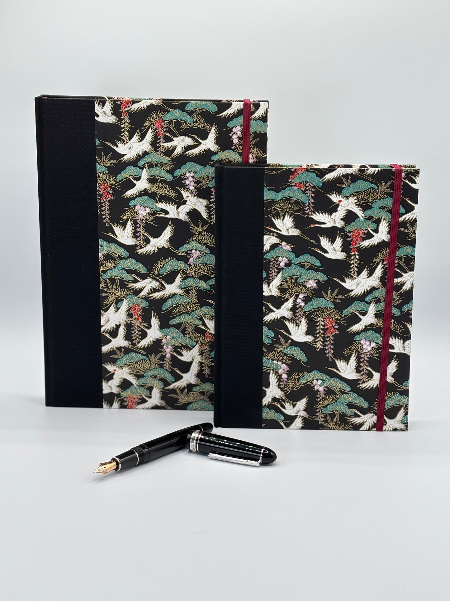 Hardcover Notebook with White Cranes Chiyogami Japanese Paper