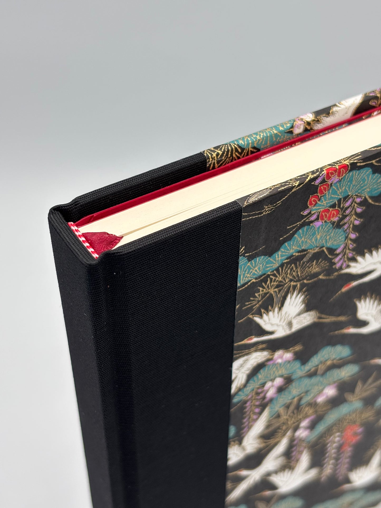 Hardcover Notebook with White Cranes Chiyogami Japanese Paper