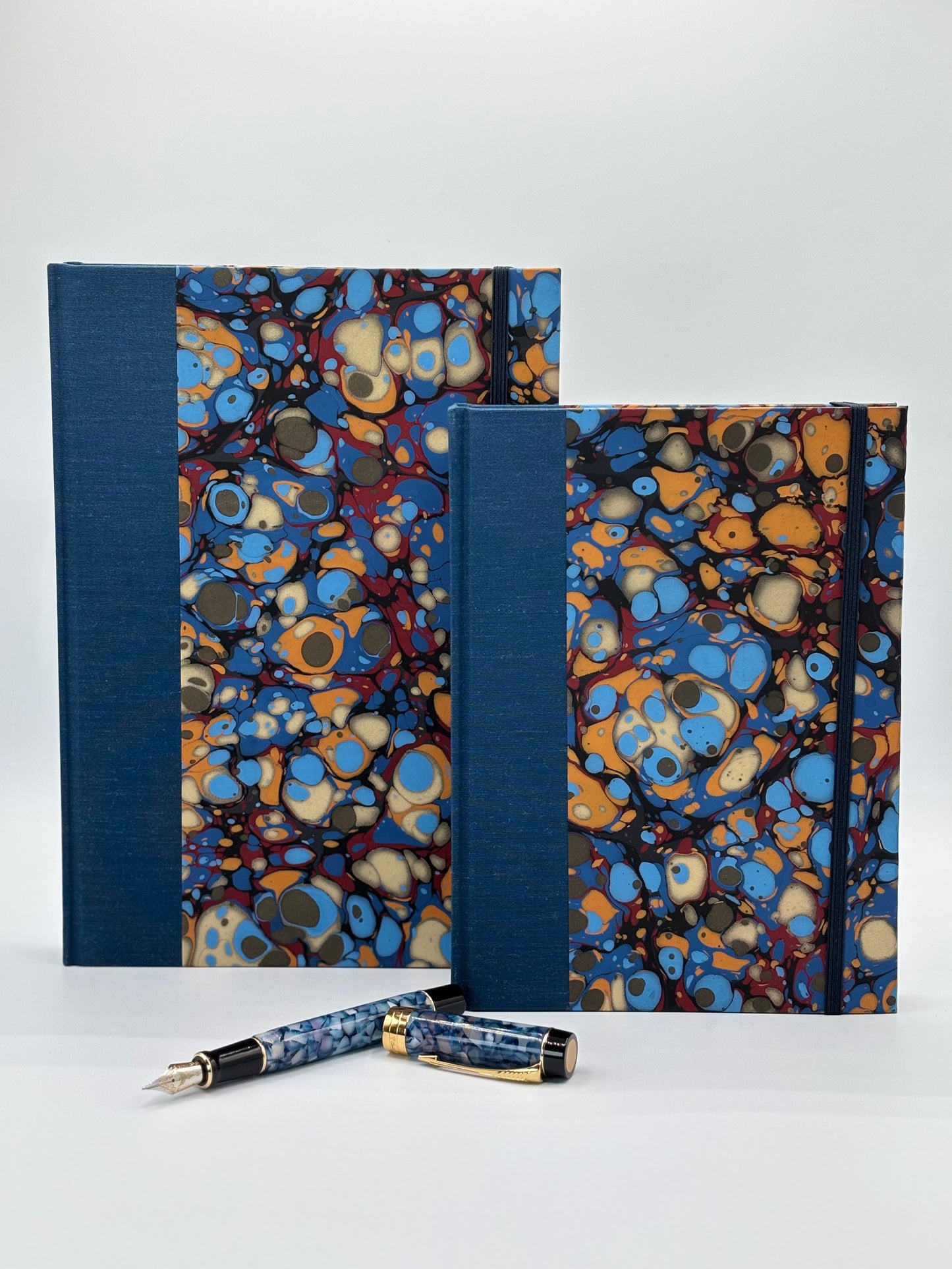 Hardcover Notebook with Blue Marble Italian Paper