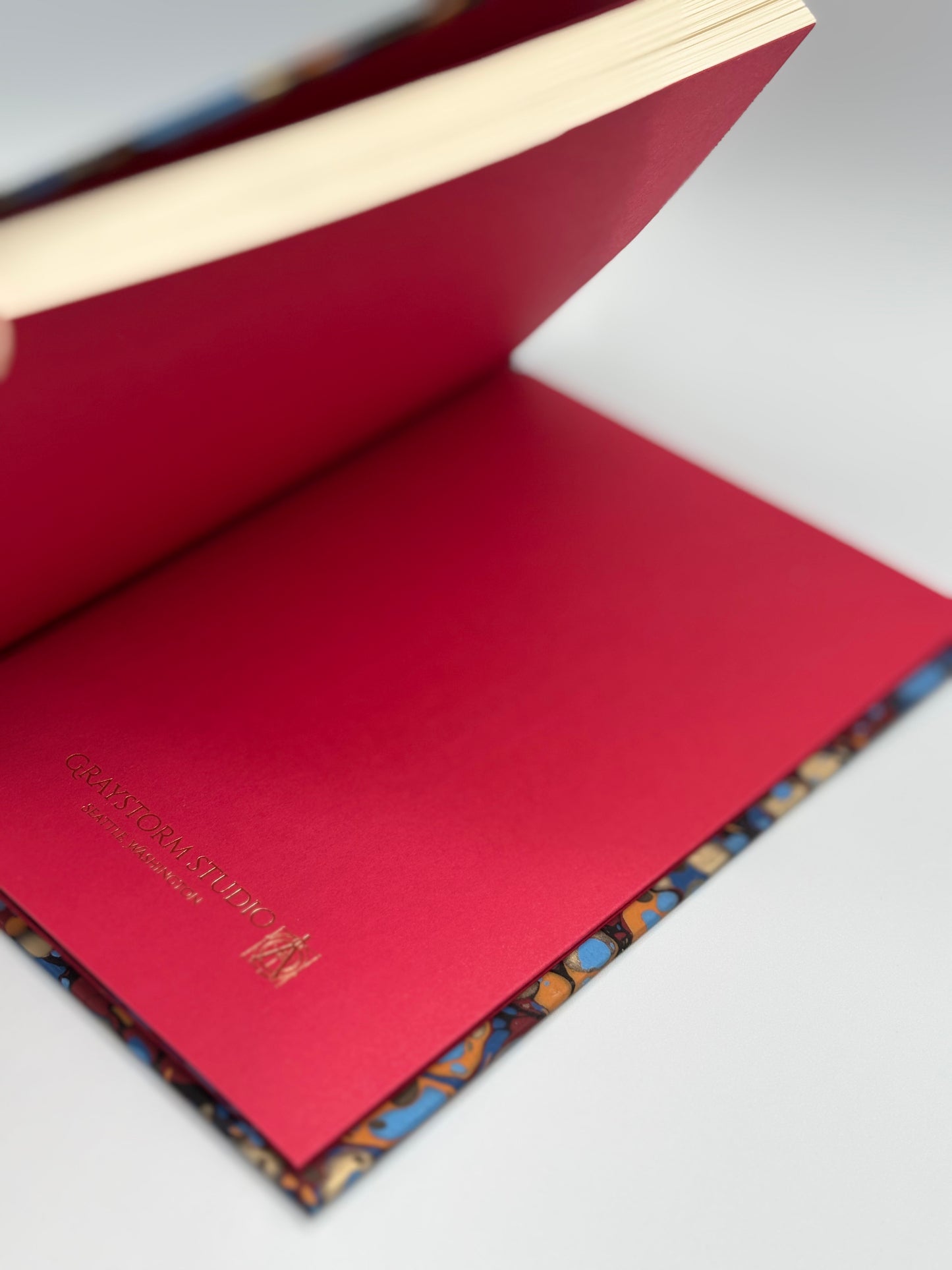 Hardcover Notebook with Blue Marble Italian Paper