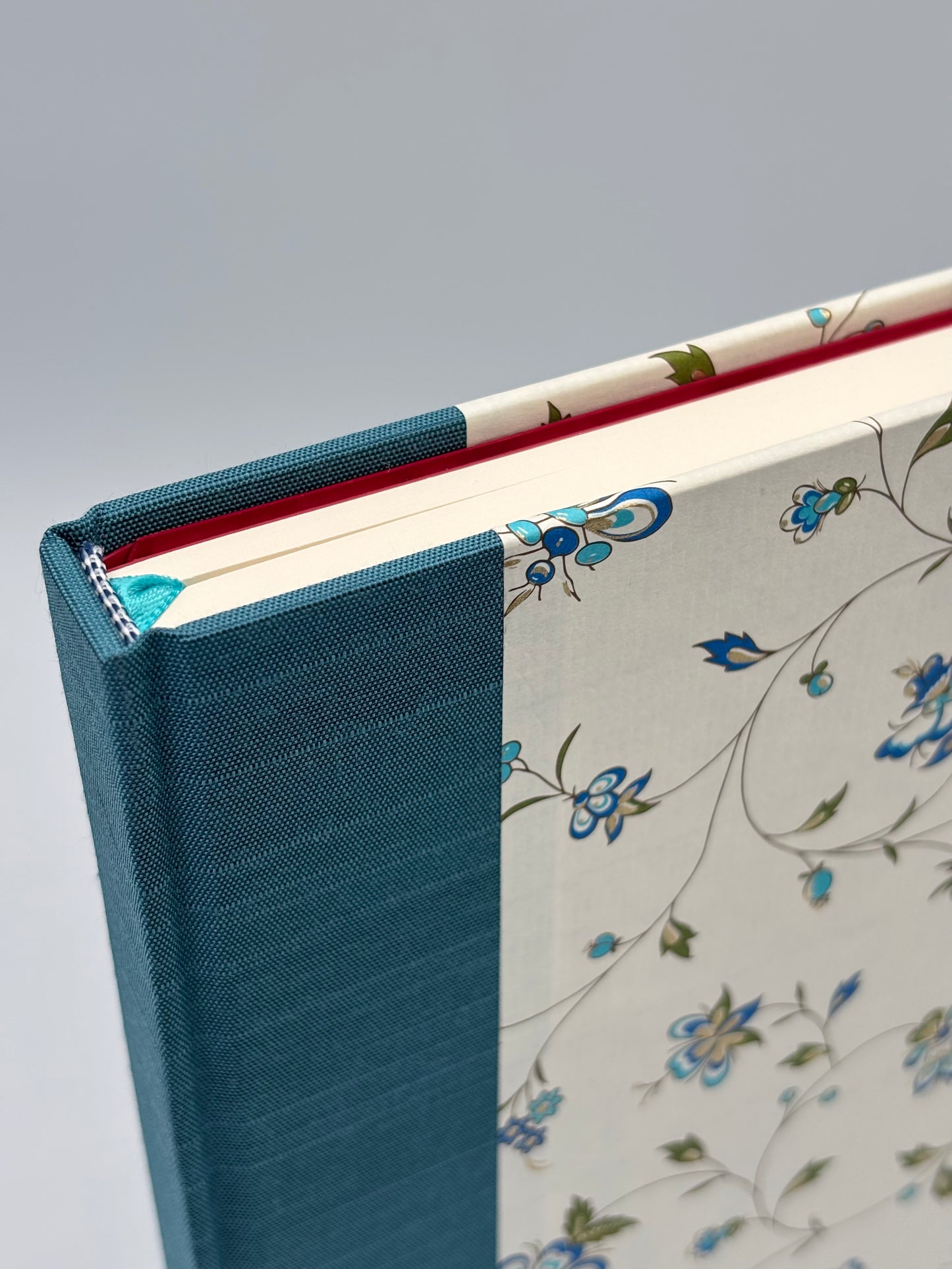 Hardcover Notebook with Blue floral on Italian paper