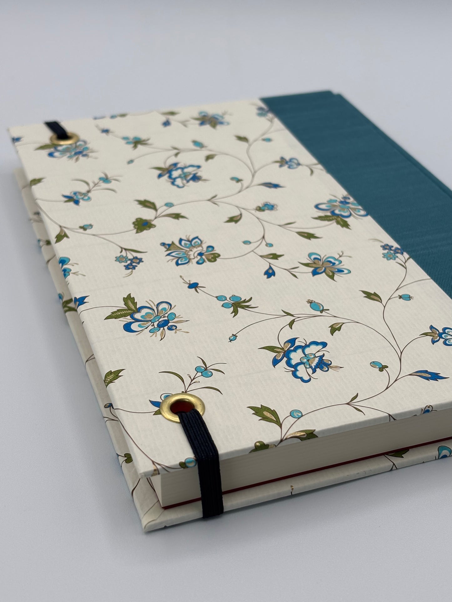 Hardcover Notebook with Blue floral on Italian paper