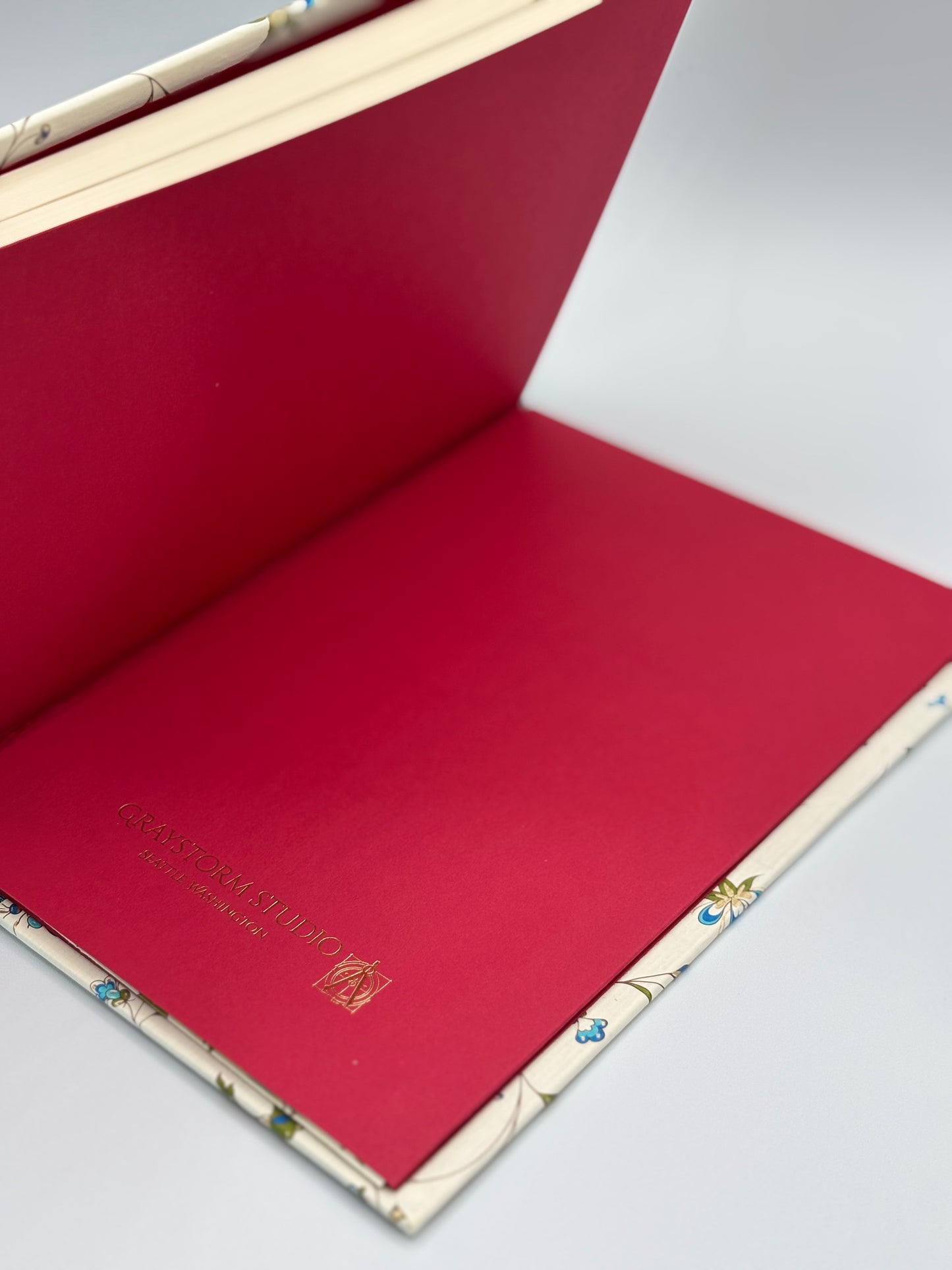 Hardcover Notebook with Blue floral on Italian paper