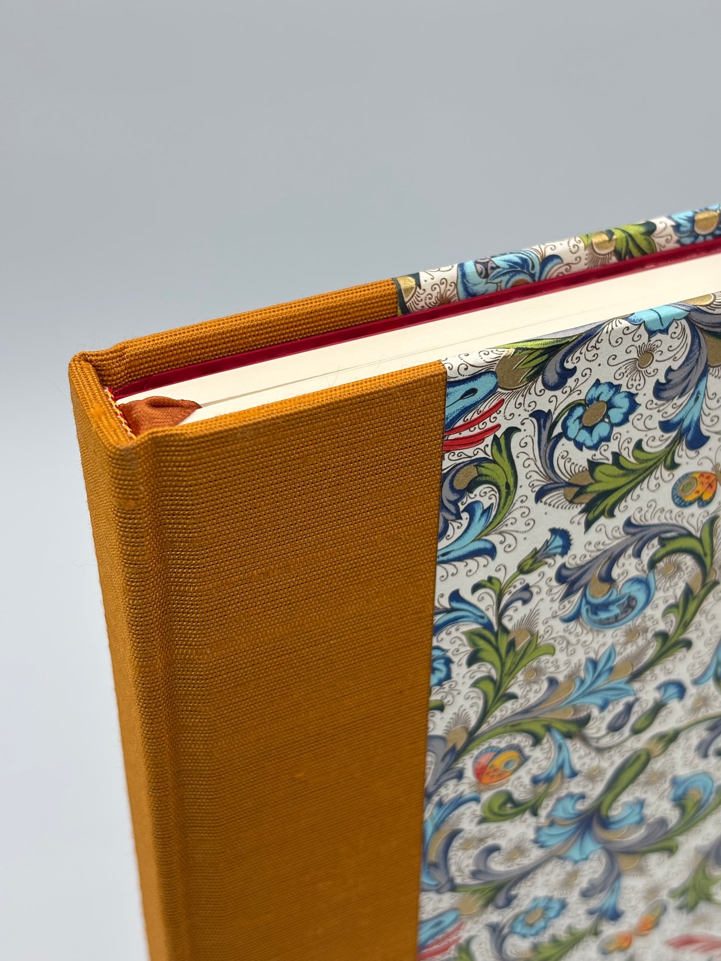 Hardcover Notebook with Yellow Bird with Floral on Cream Chiyogami Japanese Paper