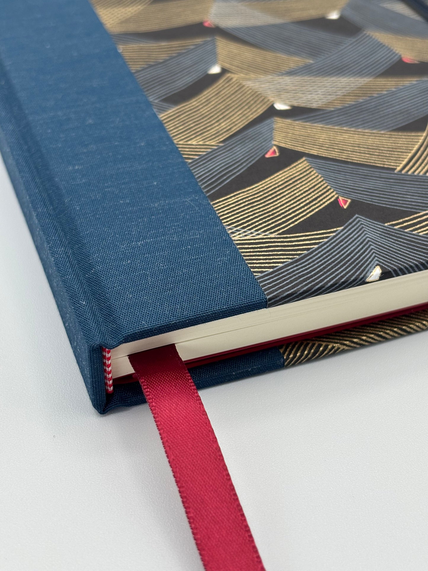 Hardcover Notebook with Golden Peaks on Black Chiyogami Japanese Paper