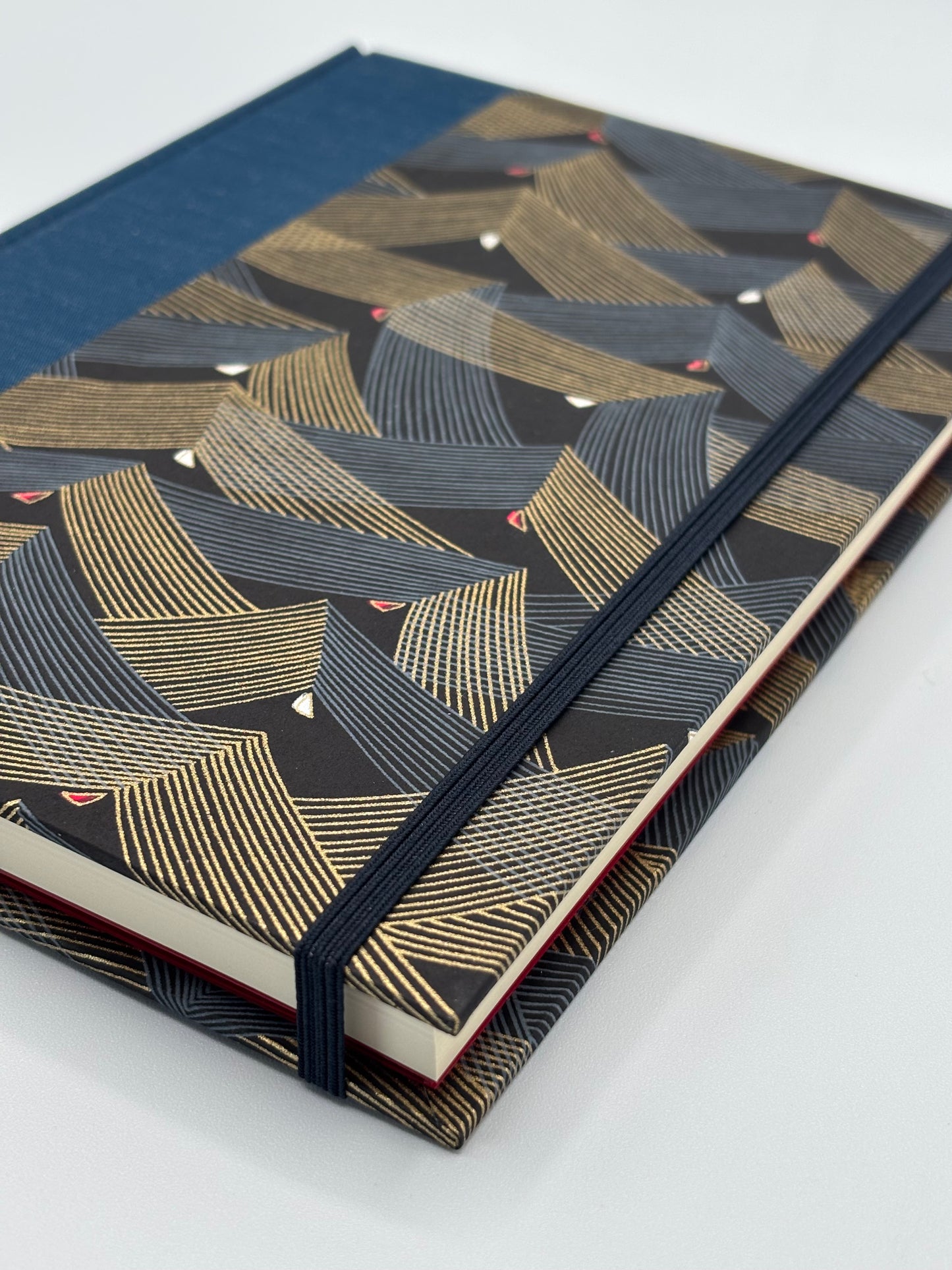 Hardcover Notebook with Golden Peaks on Black Chiyogami Japanese Paper
