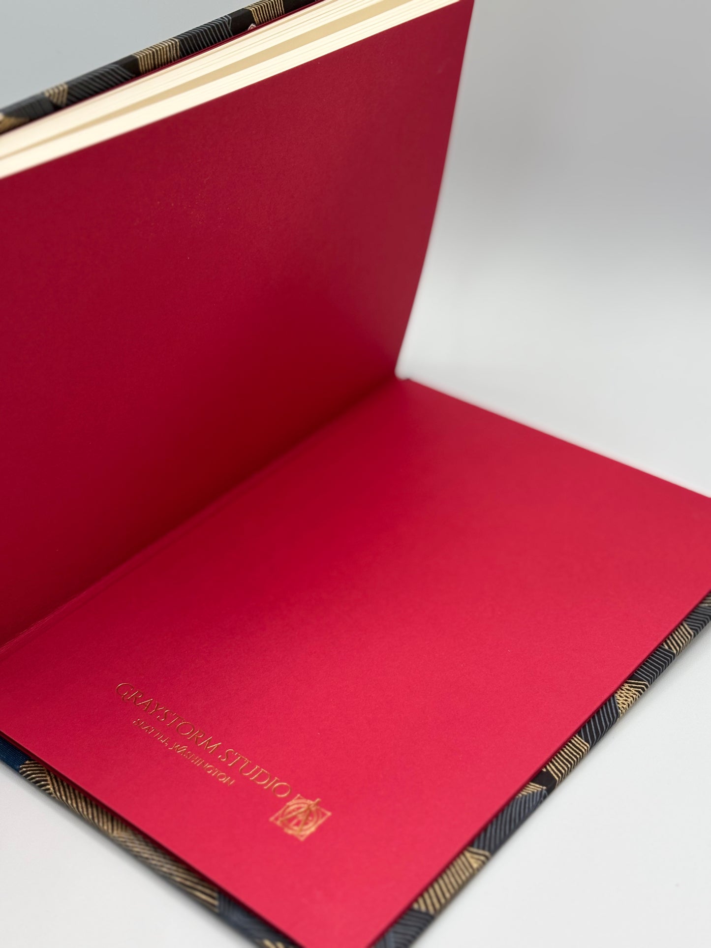 Hardcover Notebook with Golden Peaks on Black Chiyogami Japanese Paper