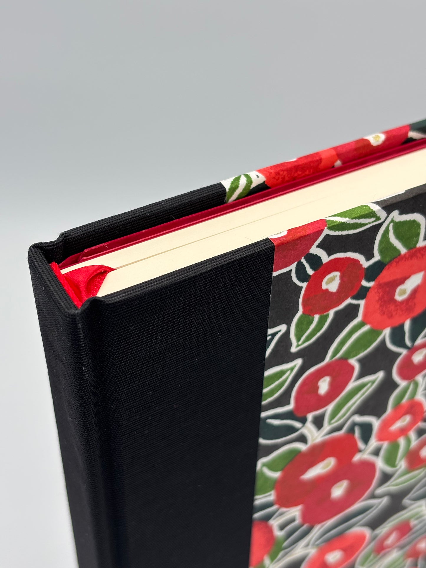 B5 Hardcover Cover Notebook finished in Red Poppies on Black Chiyogami Paper