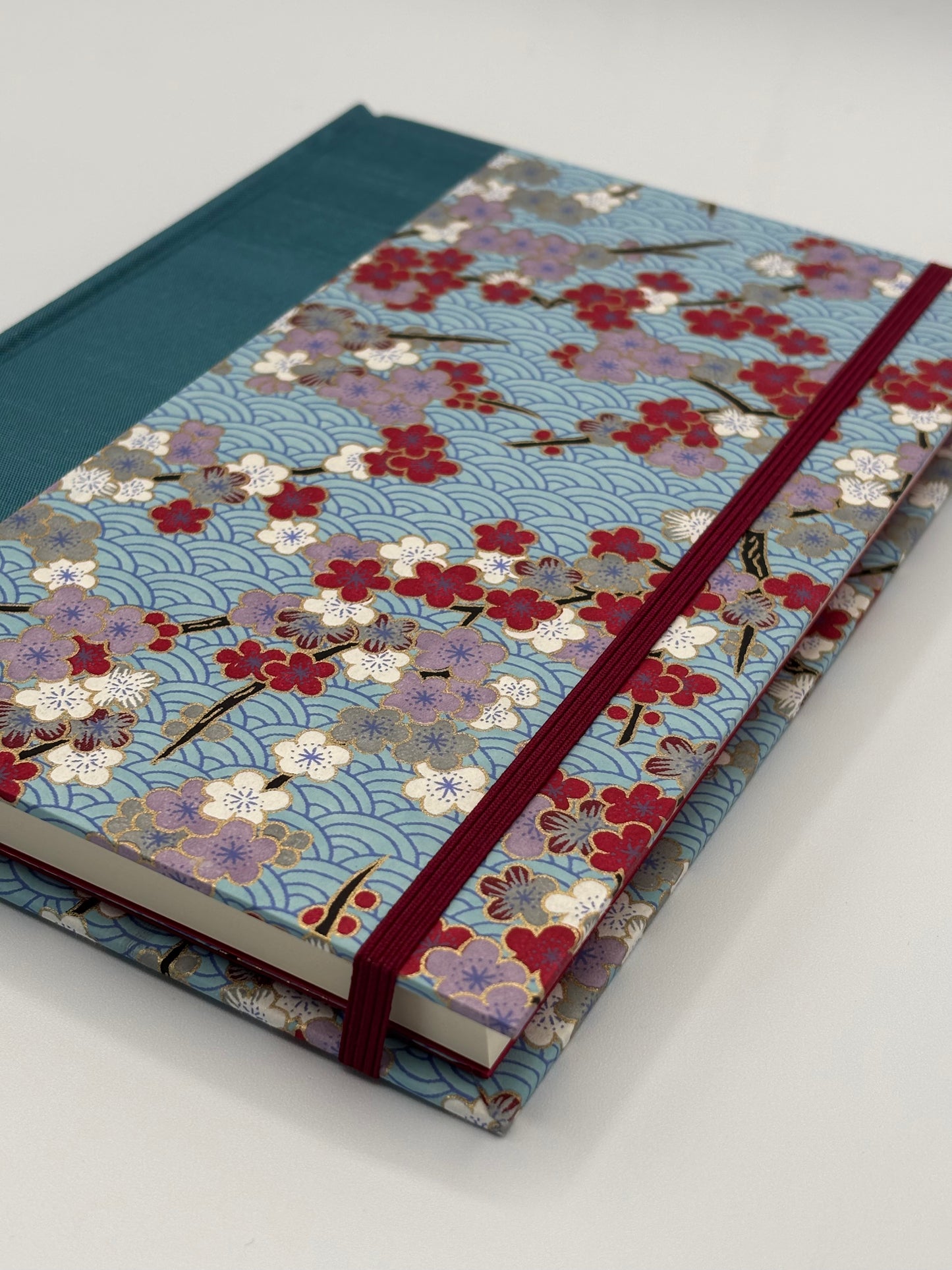 Hardcover Notebook with Red and White Cherry Blossom Chiyogami Japanese Paper