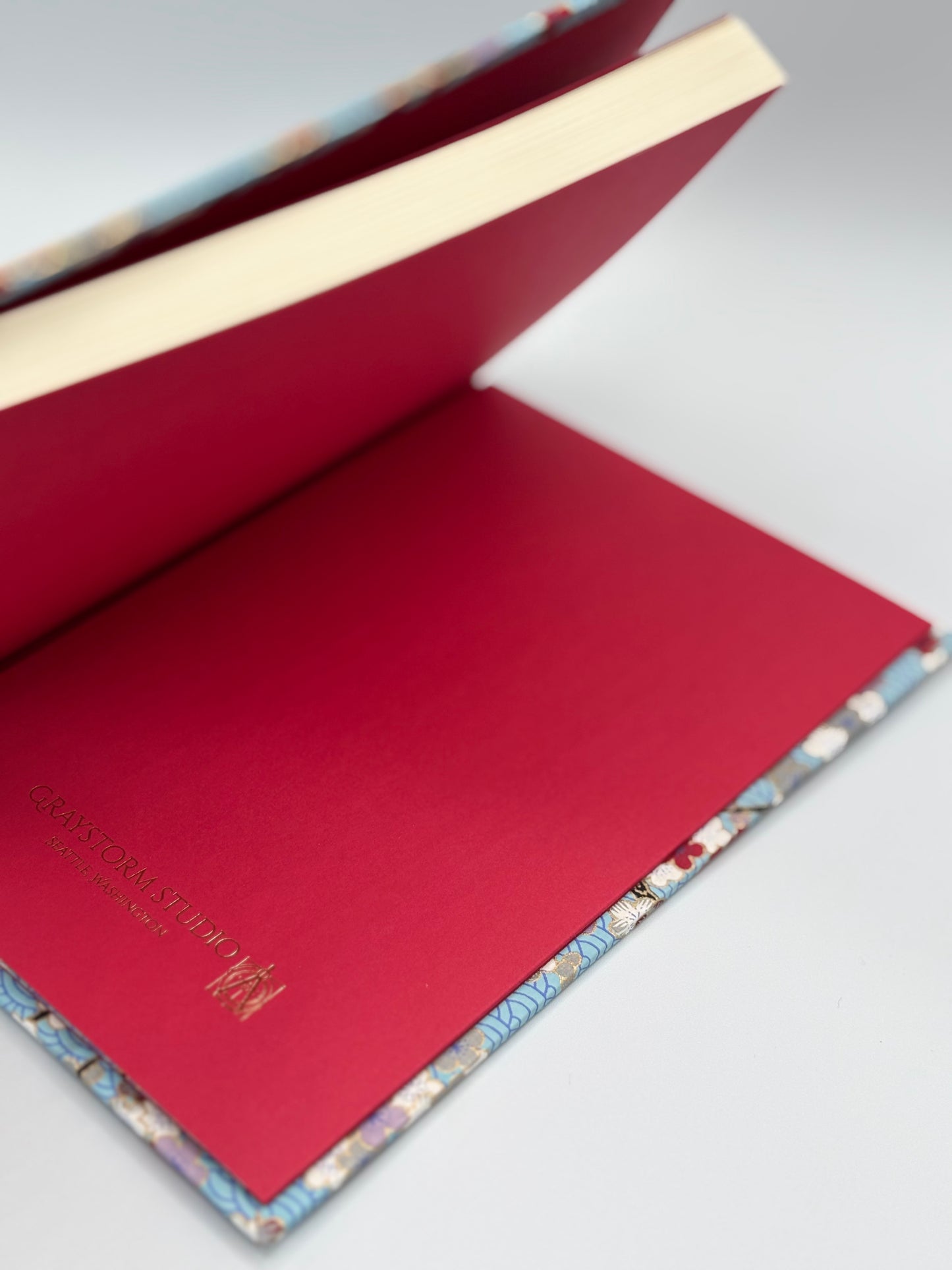 Hardcover Notebook with Red and White Cherry Blossom Chiyogami Japanese Paper