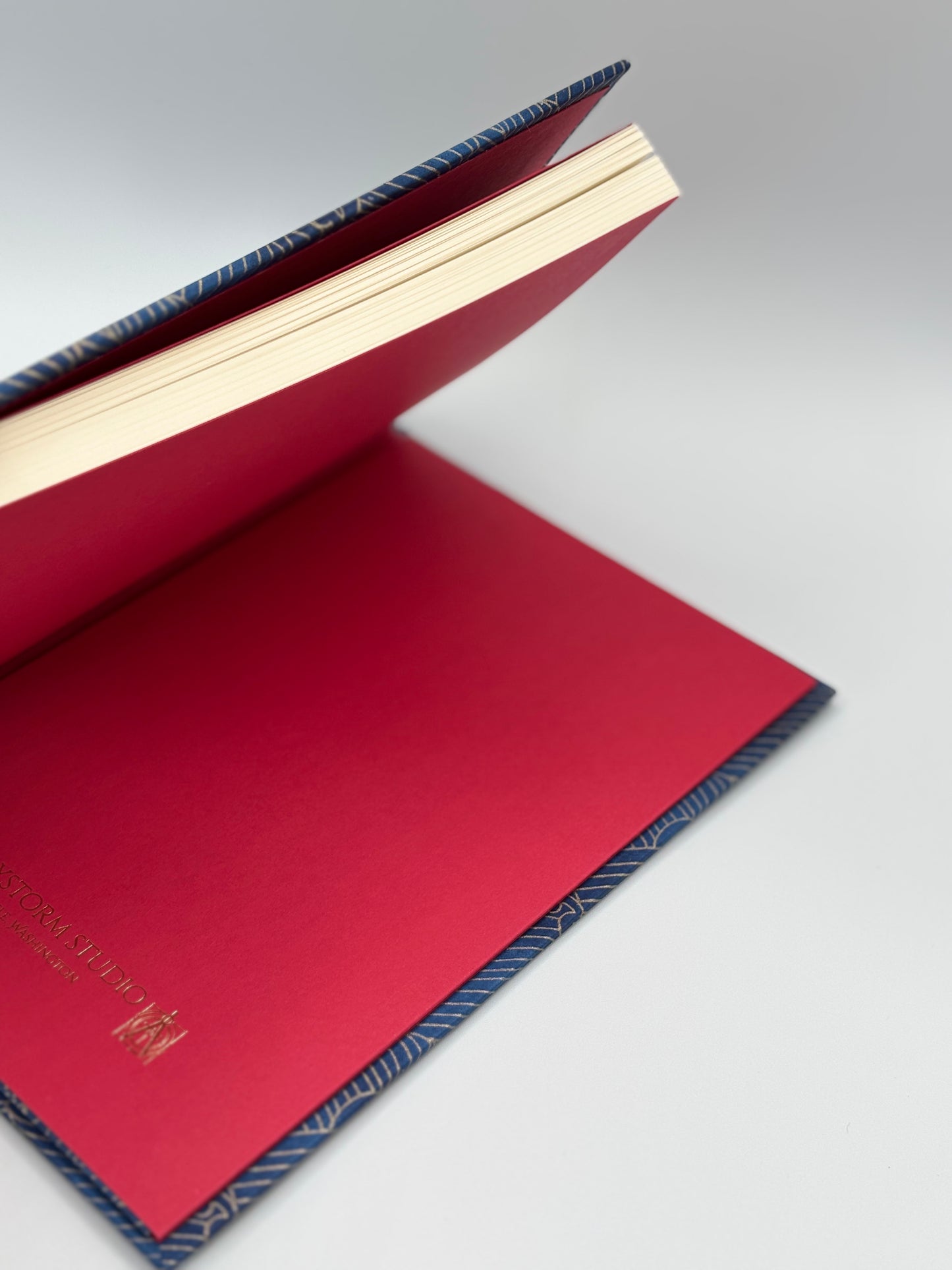 Hardcover Notebook with Golden Waves on Blue Chiyogami Japanese Paper
