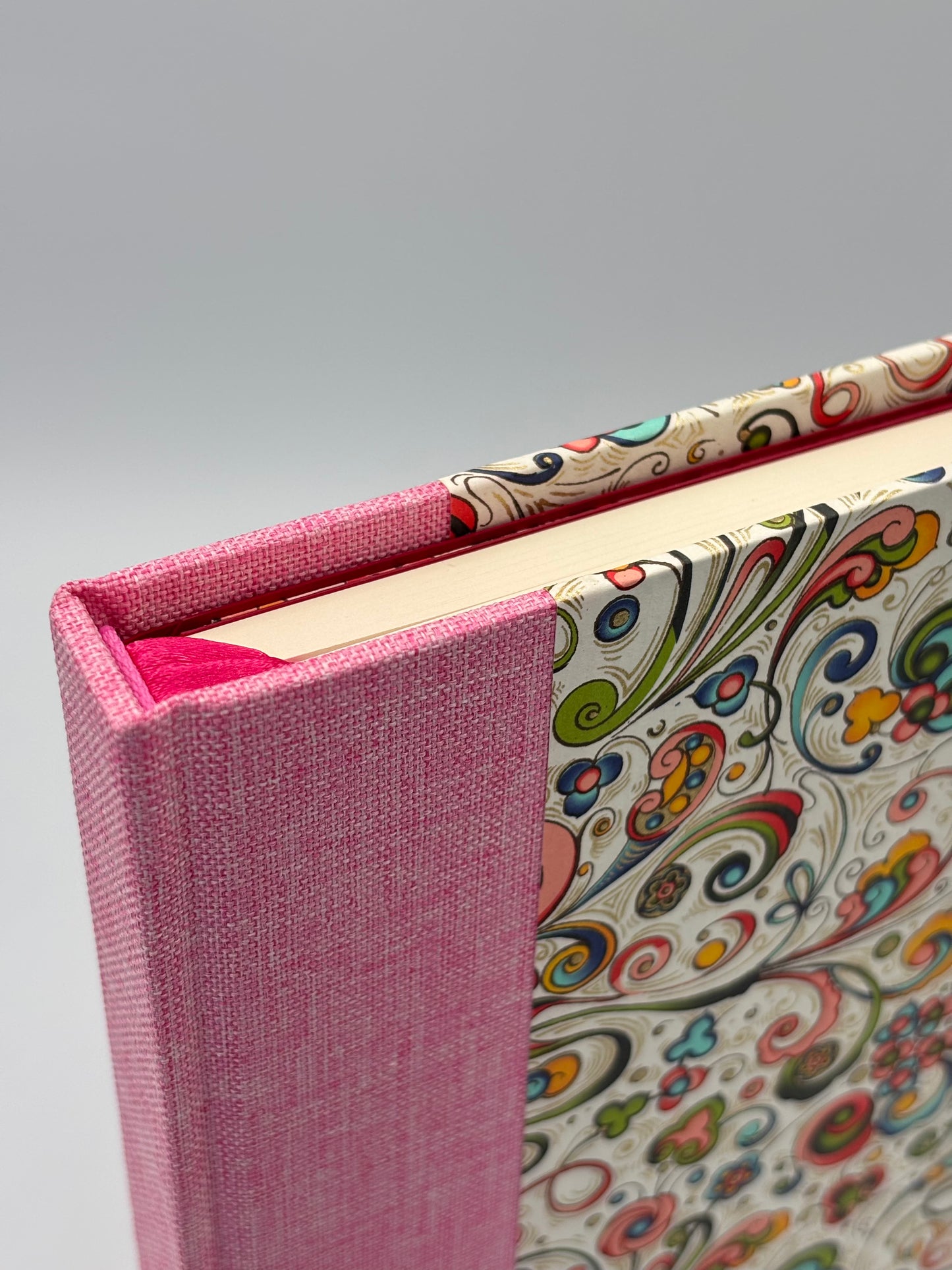 (PRE-ORDER NOVEMBER Delivery) A5 Hardcover Notebook finished in Pink Floral Garden on Italian Florentine Print