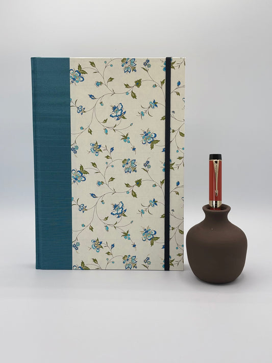 B5 Hardcover Notebook finished in Delicate Blue Italian Florentine Print