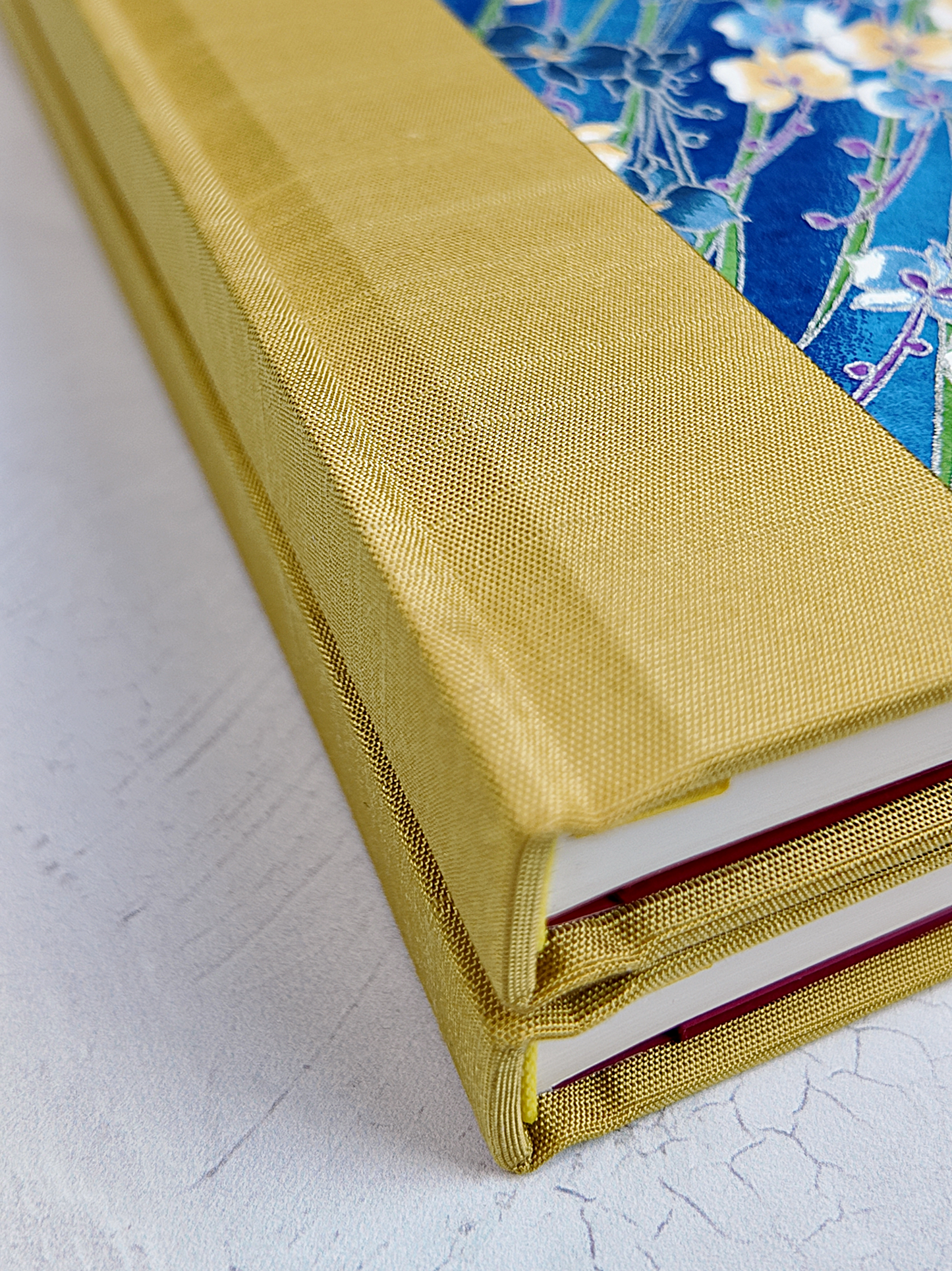 NEW B5 192-page Hardcover Journal finished in Yellow Gold and Vintage Chiyogami Floral Paper