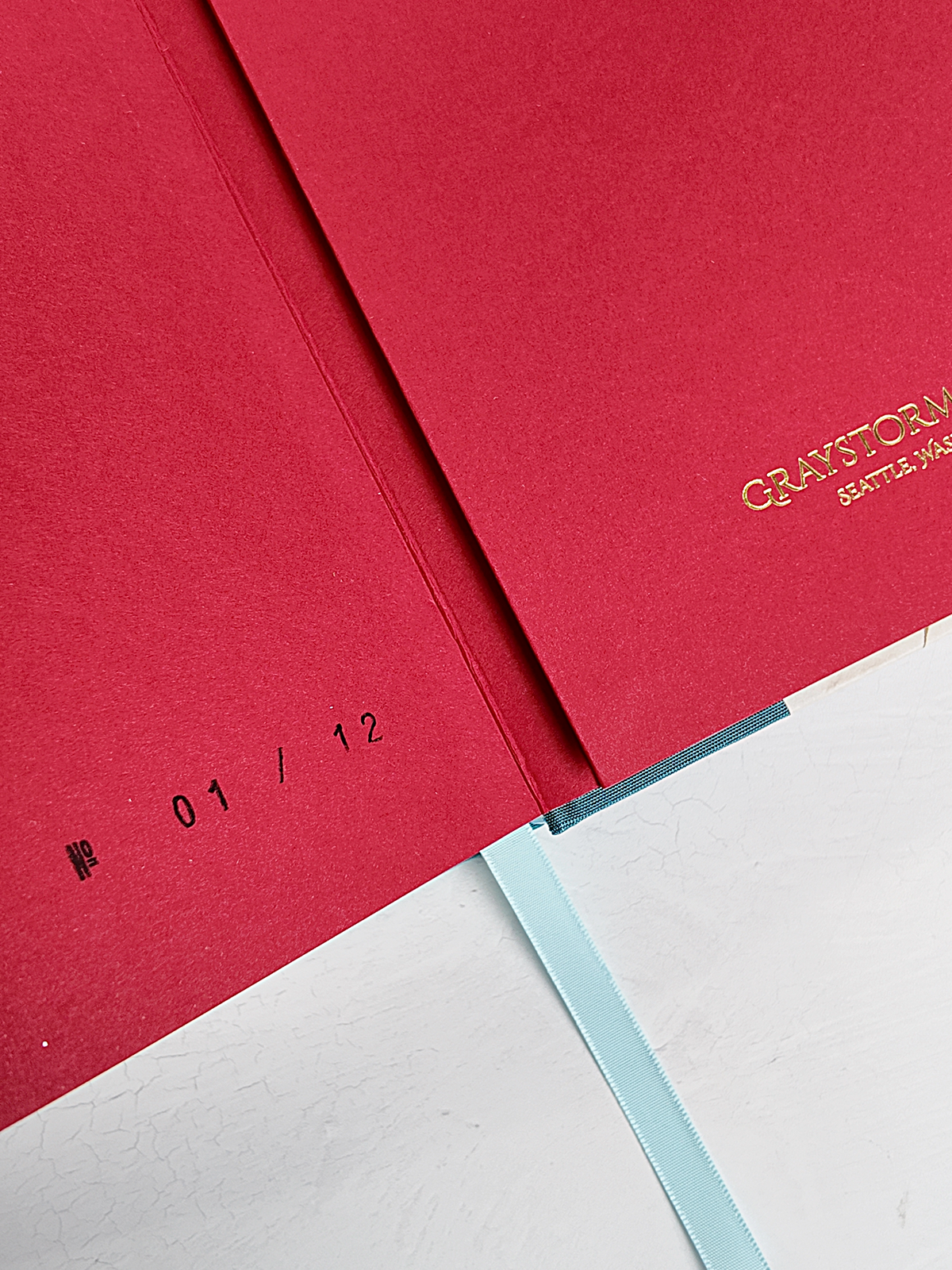 NEW B5 192-page Hardcover Journal finished in Marine Blue Japanese book cloth and Blue Cherry Blossoms on white Chiyogami Paper