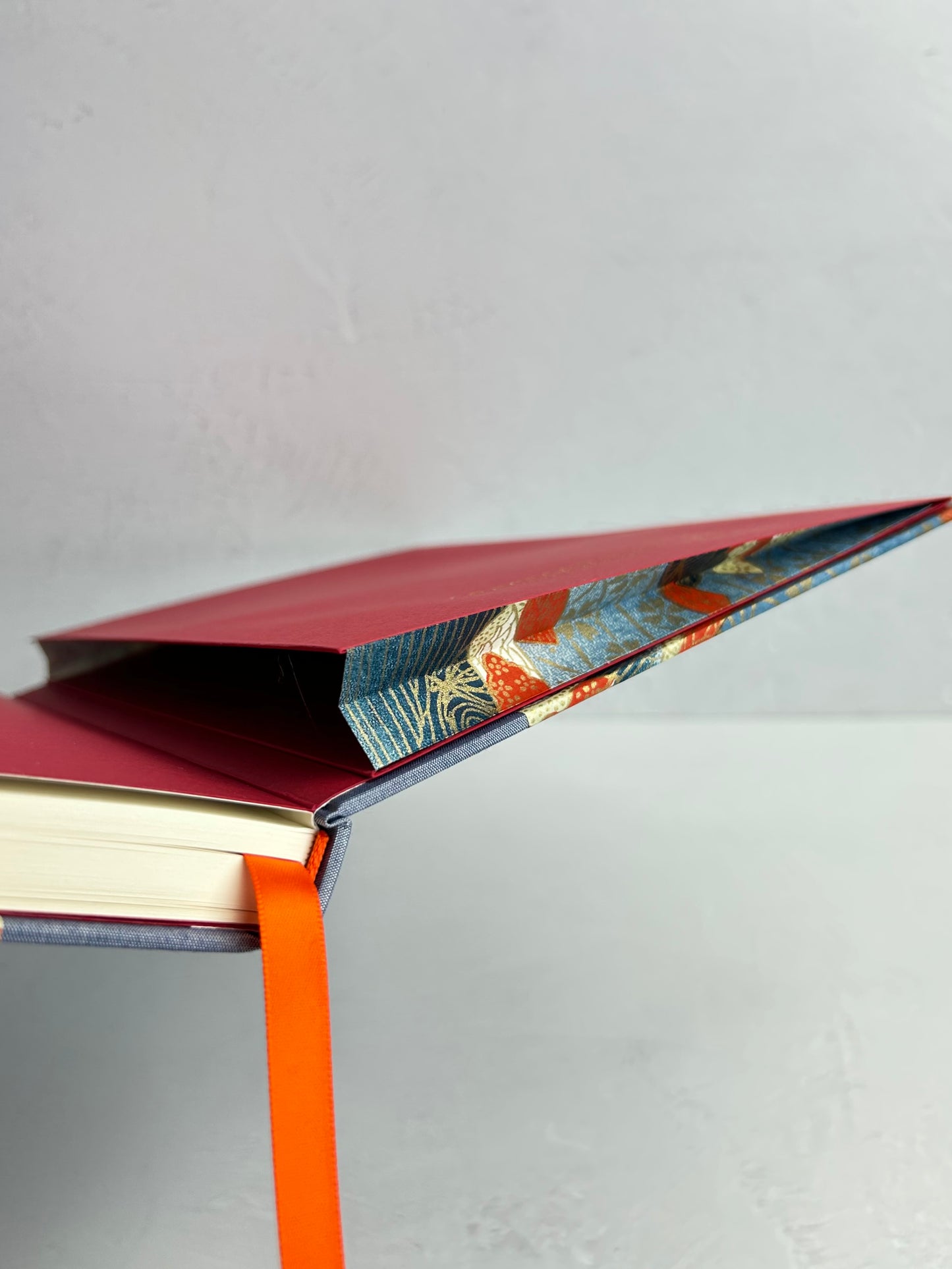 WABI-SABI B5 192-page Hardcover Journal finished in Steel Blue Japanese book cloth and vintage Chiyogami Paper