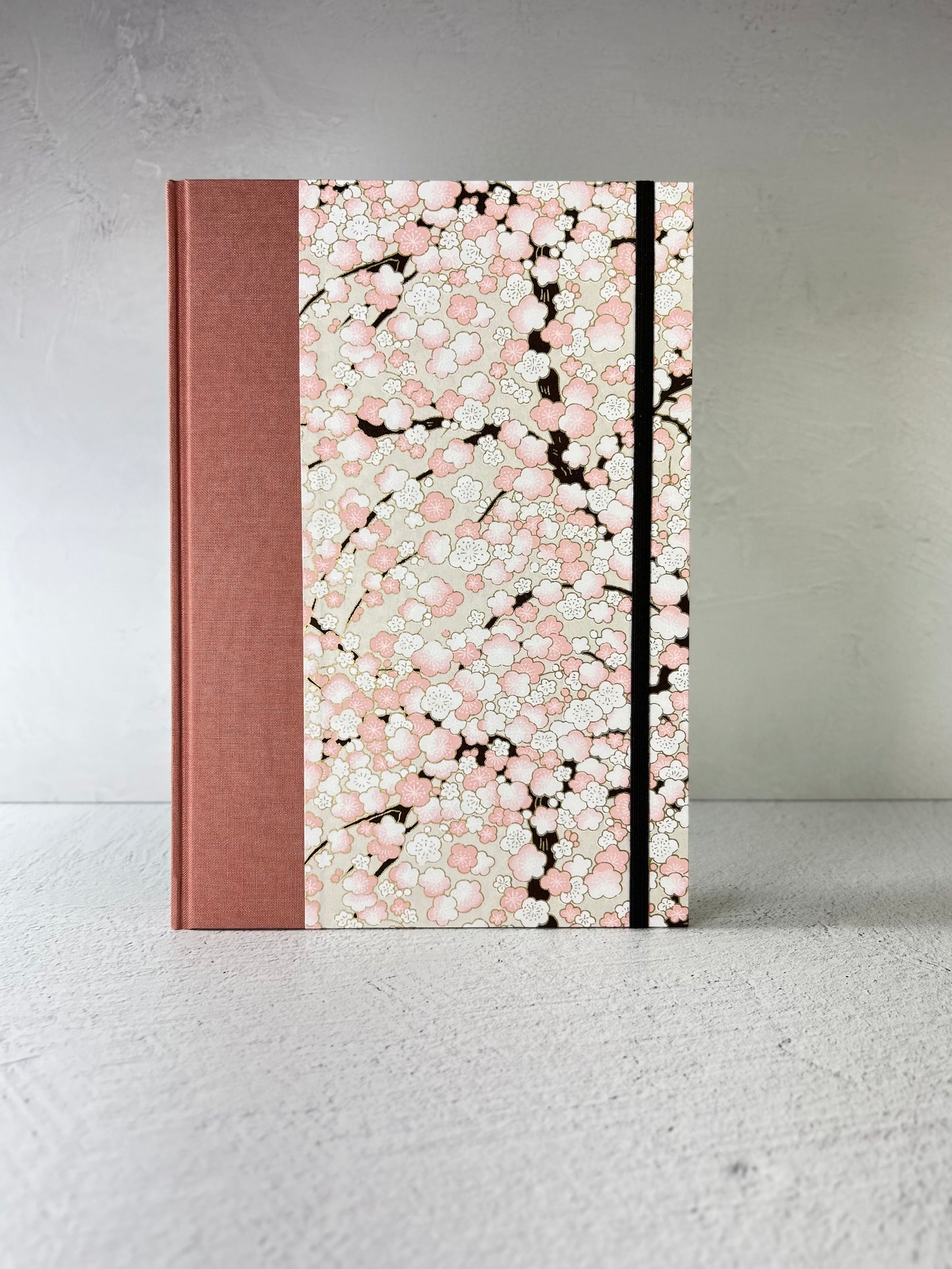 B5 192-page Hardcover Notebook finished Pink and White Cherry Blossoms Chiyogami Japanese Paper