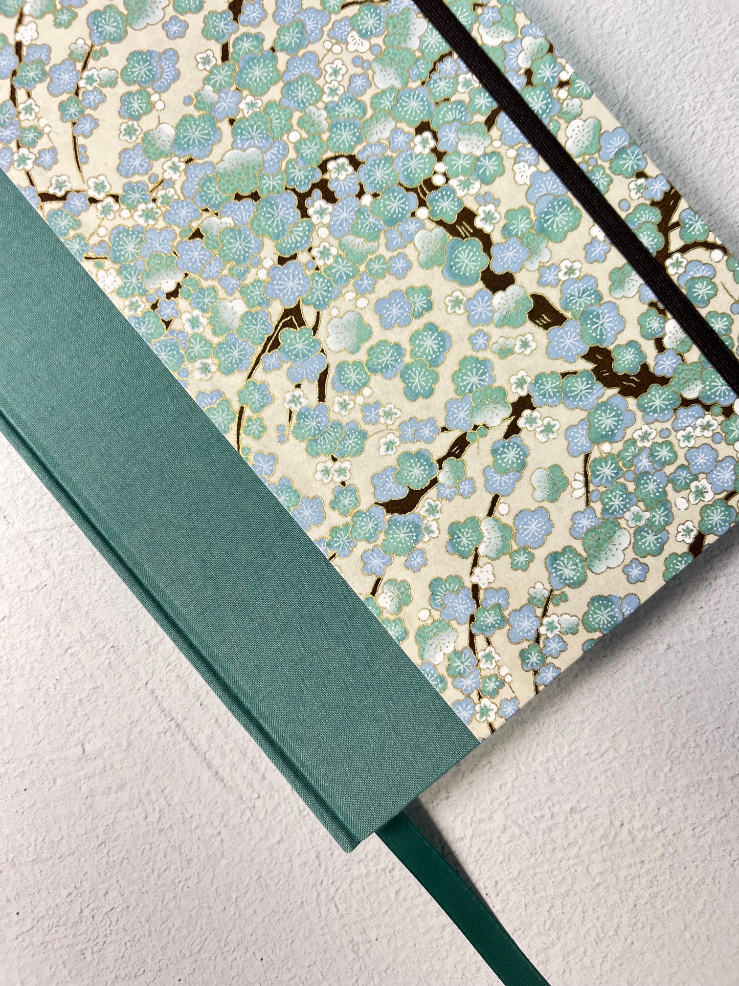 A5 160-page Hardcover Notebook finished Blue Cherry Blossoms Chiyogami Japanese Paper