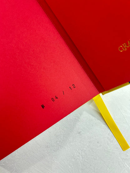 A5 160-page Hardcover Journal finished in Yellow Gold Japanese book cloth and blue and gold Chiyogami Paper