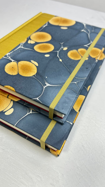 A5 160-page Hardcover Journal finished in Yellow Gold and Indian Hand-Marble