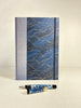 B5 Hardcover Notebook finished in Golden Waves on Blue Chiyogami Paper