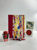 A5 160-page Hardcover Journal finished in Cardinal Red Japanese book cloth and Italian hand-marbled paper by Renato Crepaldi