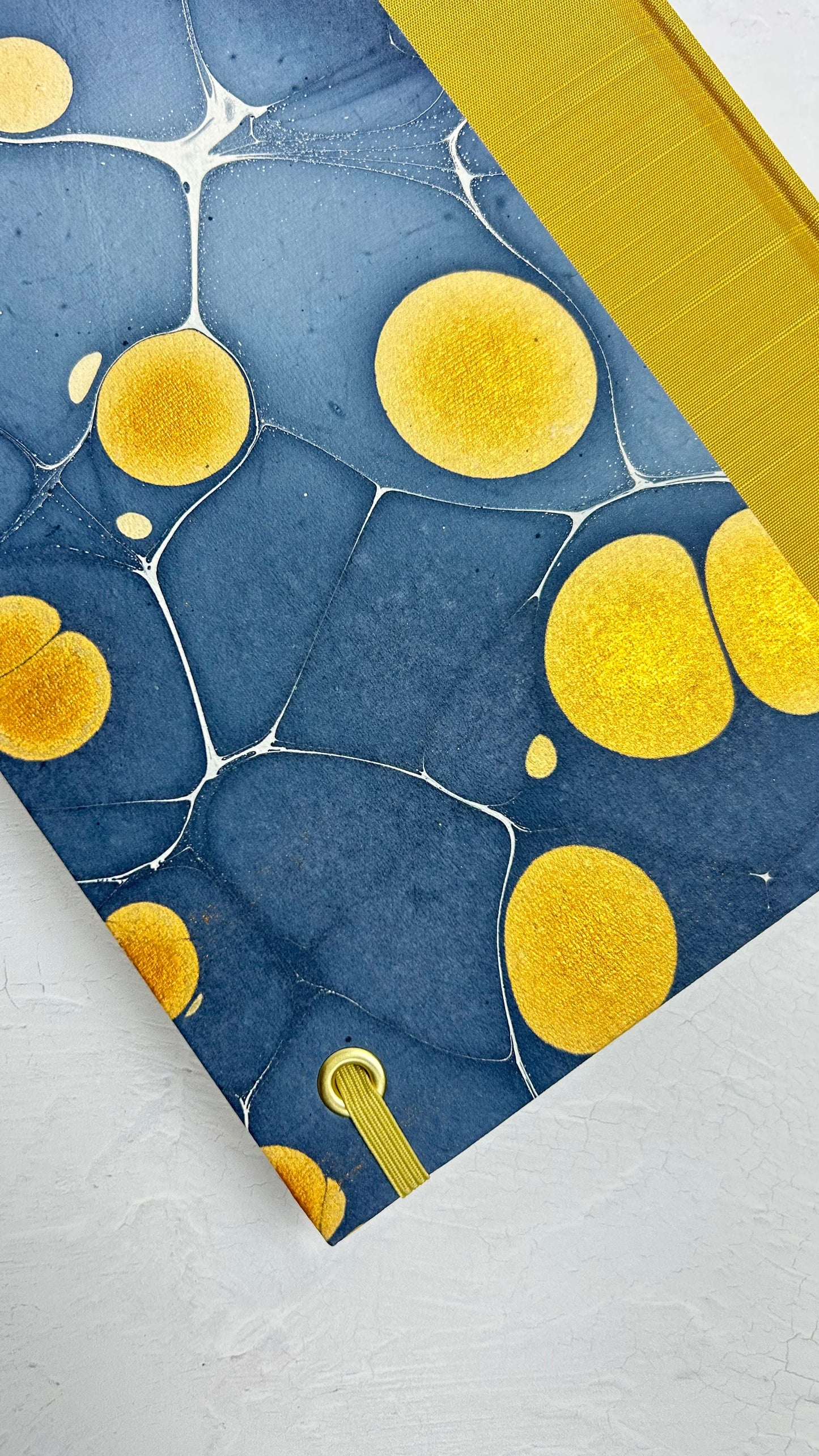 A5 160-page Hardcover Journal finished in Yellow Gold and Indian Hand-Marble