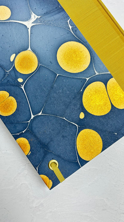 A5 160-page Hardcover Journal finished in Yellow Gold and Indian Hand-Marble