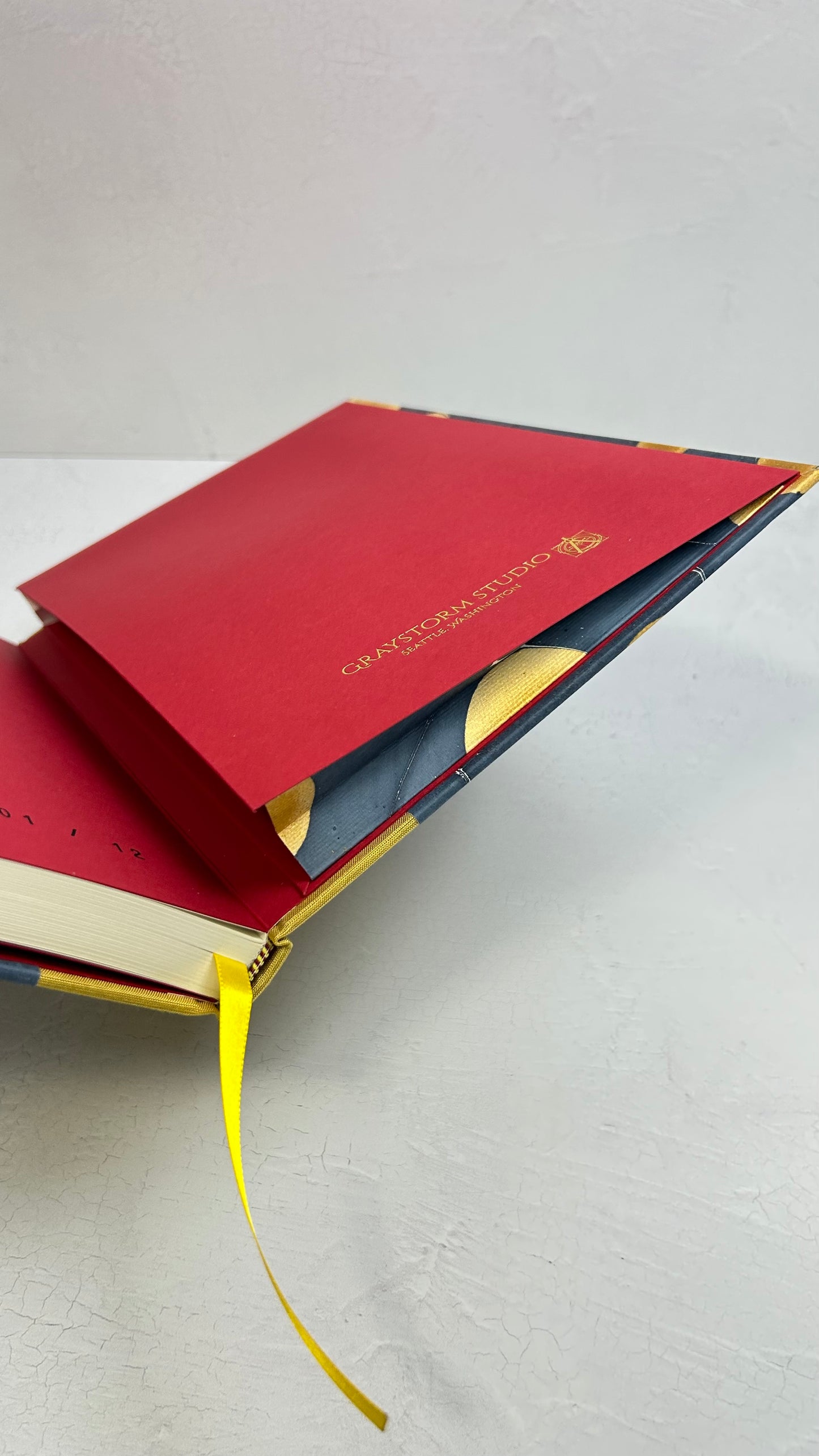 A5 160-page Hardcover Journal finished in Yellow Gold and Indian Hand-Marble