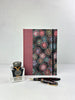 (JANUARY 2026 DELIVERY) A5 Hardcover Notebook finished in Rust Blue Japanese book cloth and Chiyogami Fireworks on Black